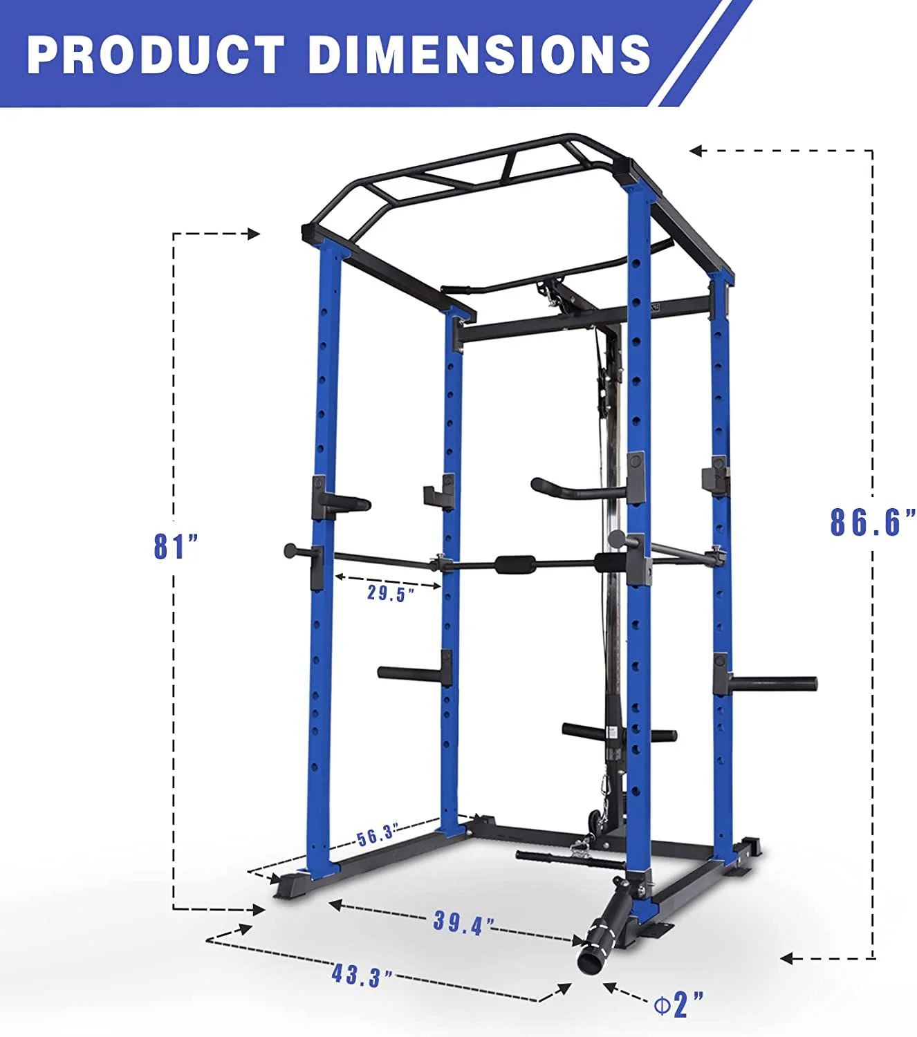 1000 Pound Capacity Blue Multi-Functional Power Cage - Image 2