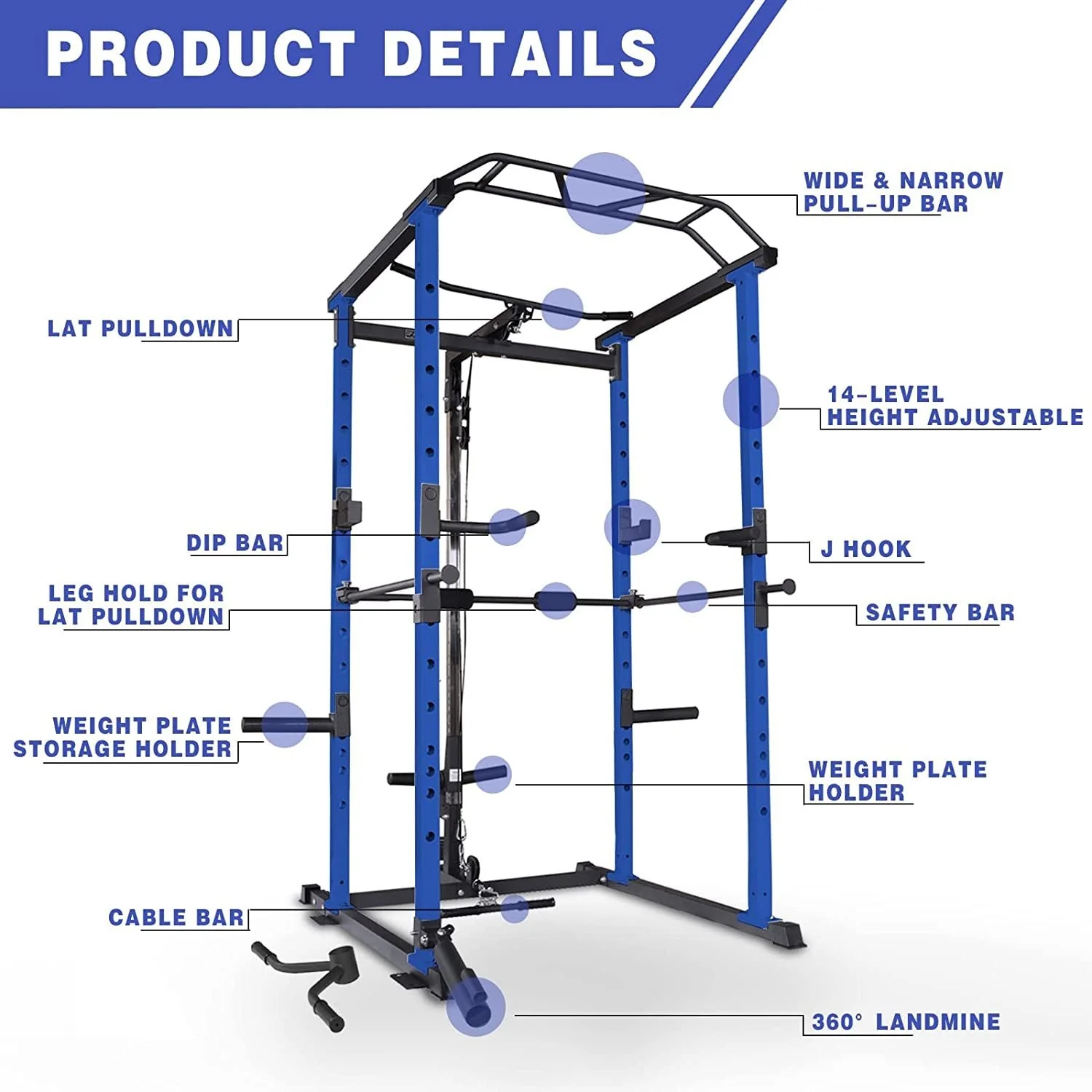 1000 Pound Capacity Blue Multi-Functional Power Cage - Image 3