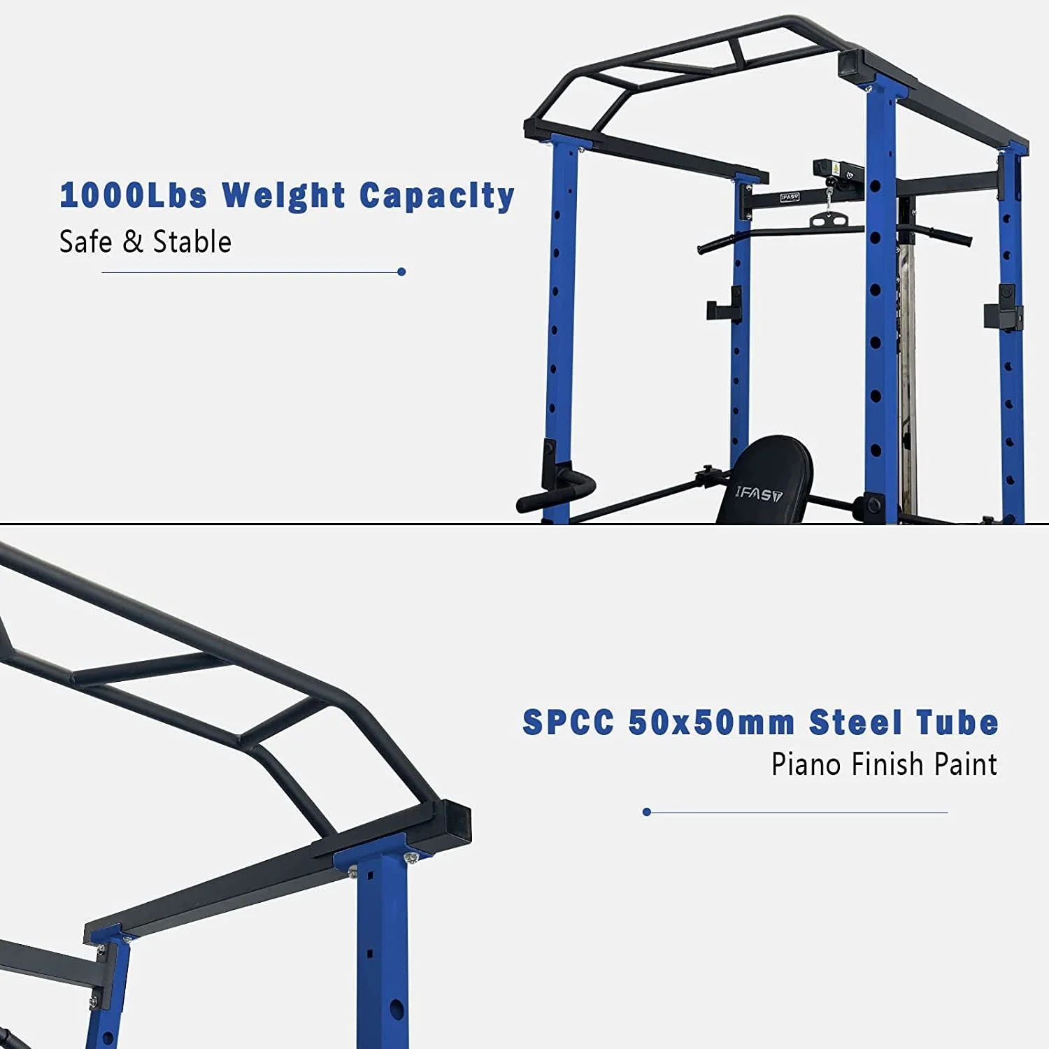 1000 Pound Capacity Blue Multi-Functional Power Cage - Image 8
