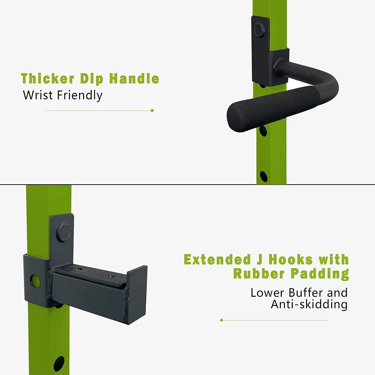 1000 lbs. capacity Green Multi-functional Power Cage, Home Adjustable Pullup Squat Rack Comprehensive Fitness Barbell Rack - Image 8