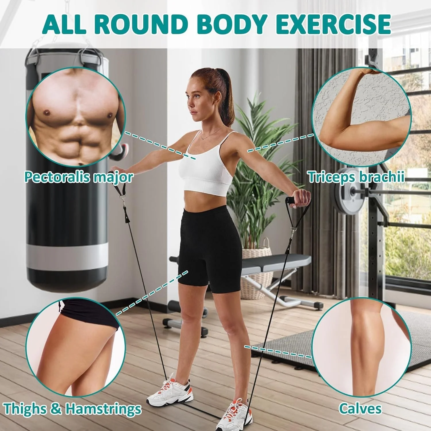 Resistance Bands Set with Door Anchor, Handles & Ankle Straps - Image 8