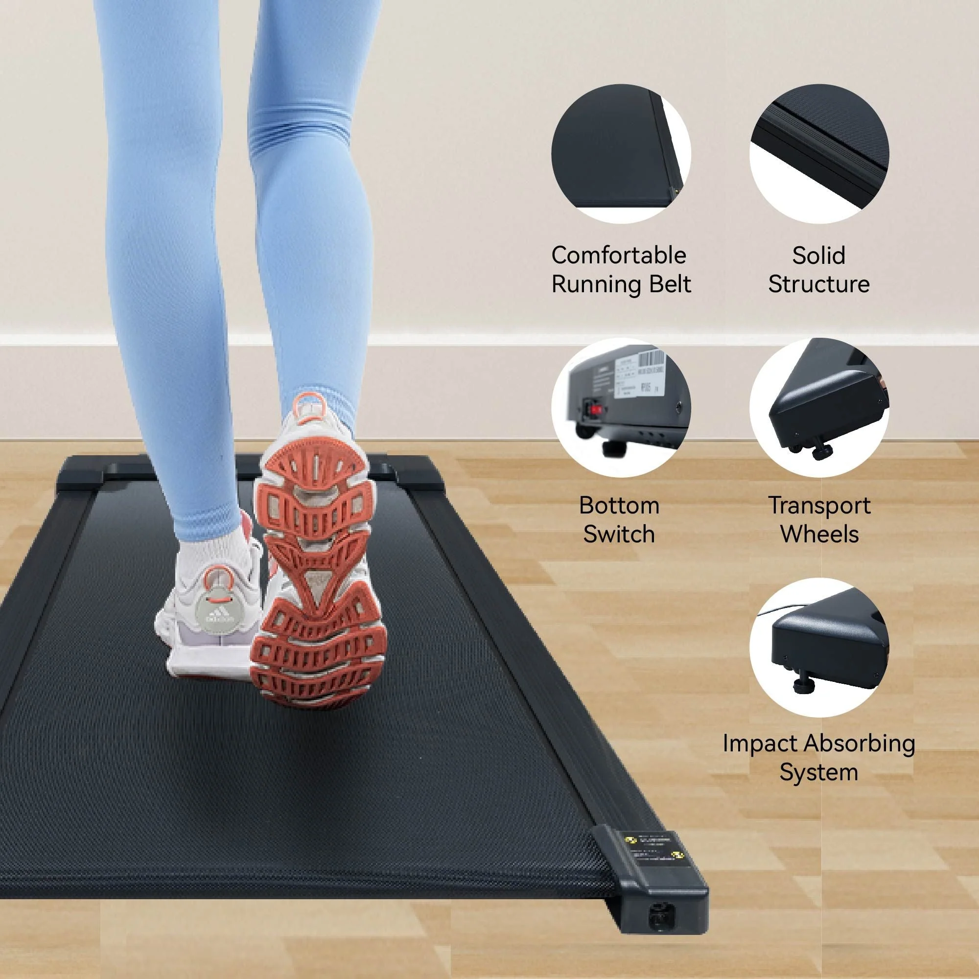 2.5HP Under Desk Treadmill with LED Display & Remote Control - Image 4
