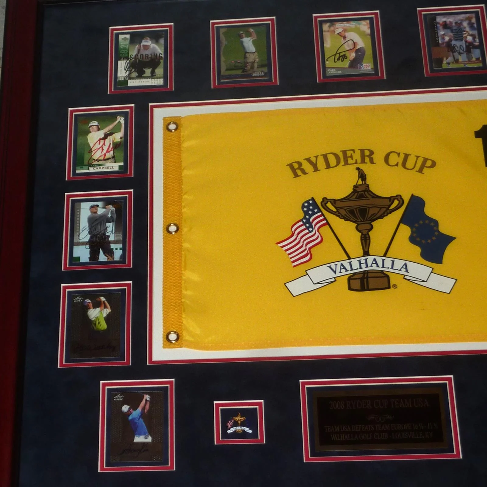 2008 Ryder Cup Team USA Signed Deluxe Framed Piece with Autographed Golf Cards - 13 Team Member Signatures - Image 2