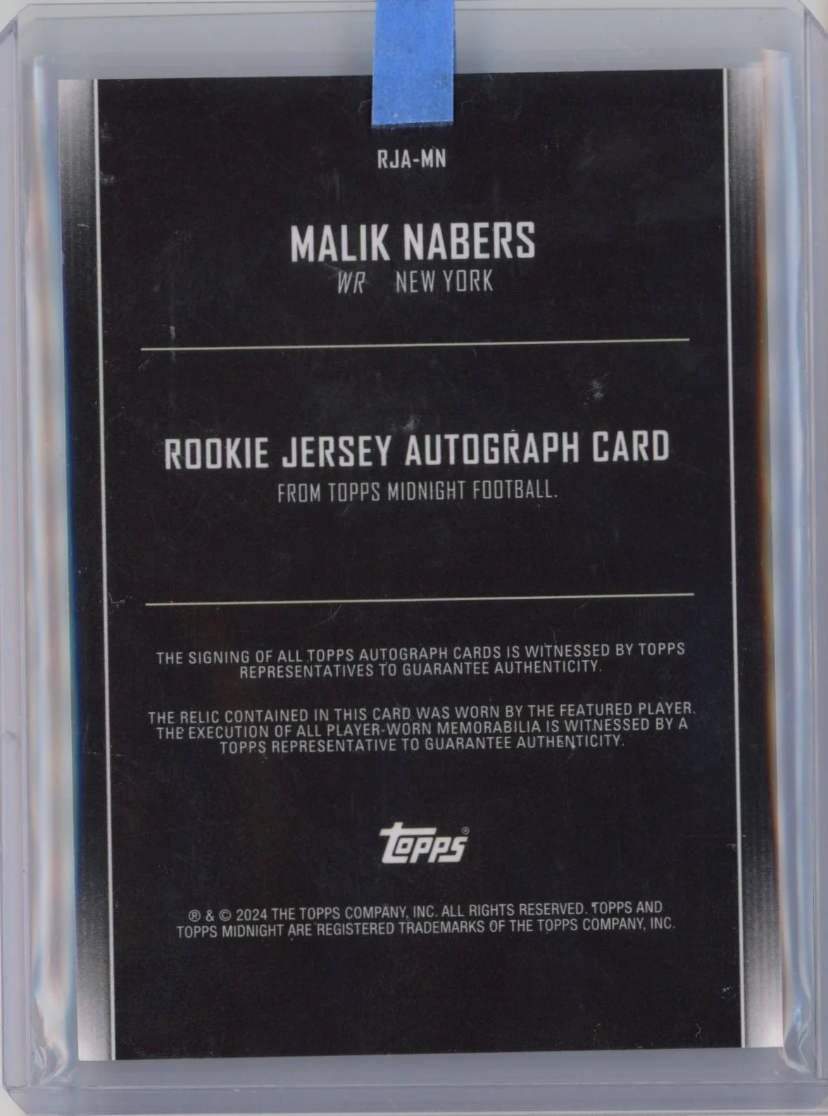 2024 Topps Midnight Malik Nabers #RJAMN RPA Auto New York Giants Rookie RC Football Card - Image 2