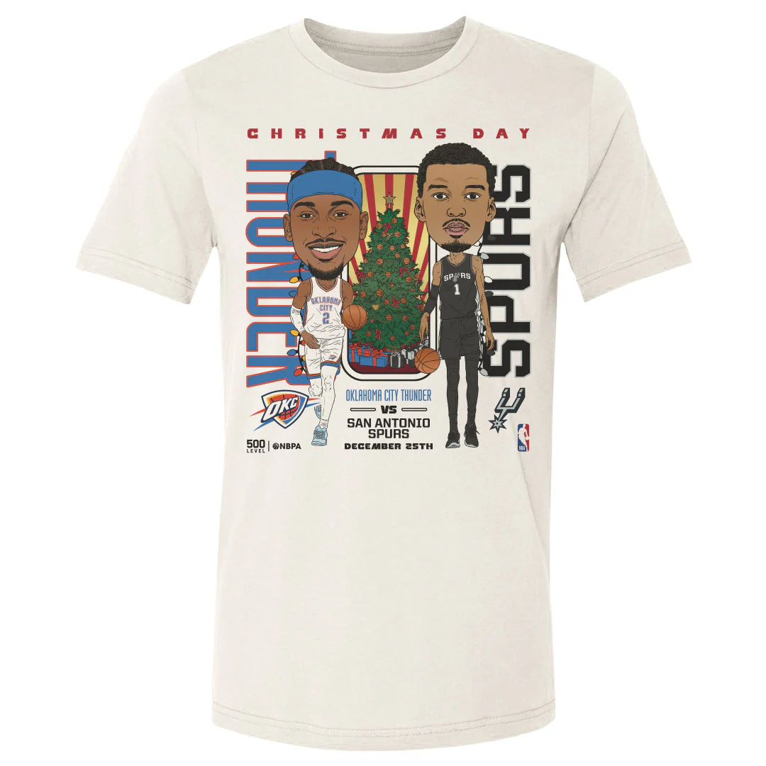 2025 NBA Christmas Day Match Up Thunder Vs. Spurs Men's T-Shirt - Image 2
