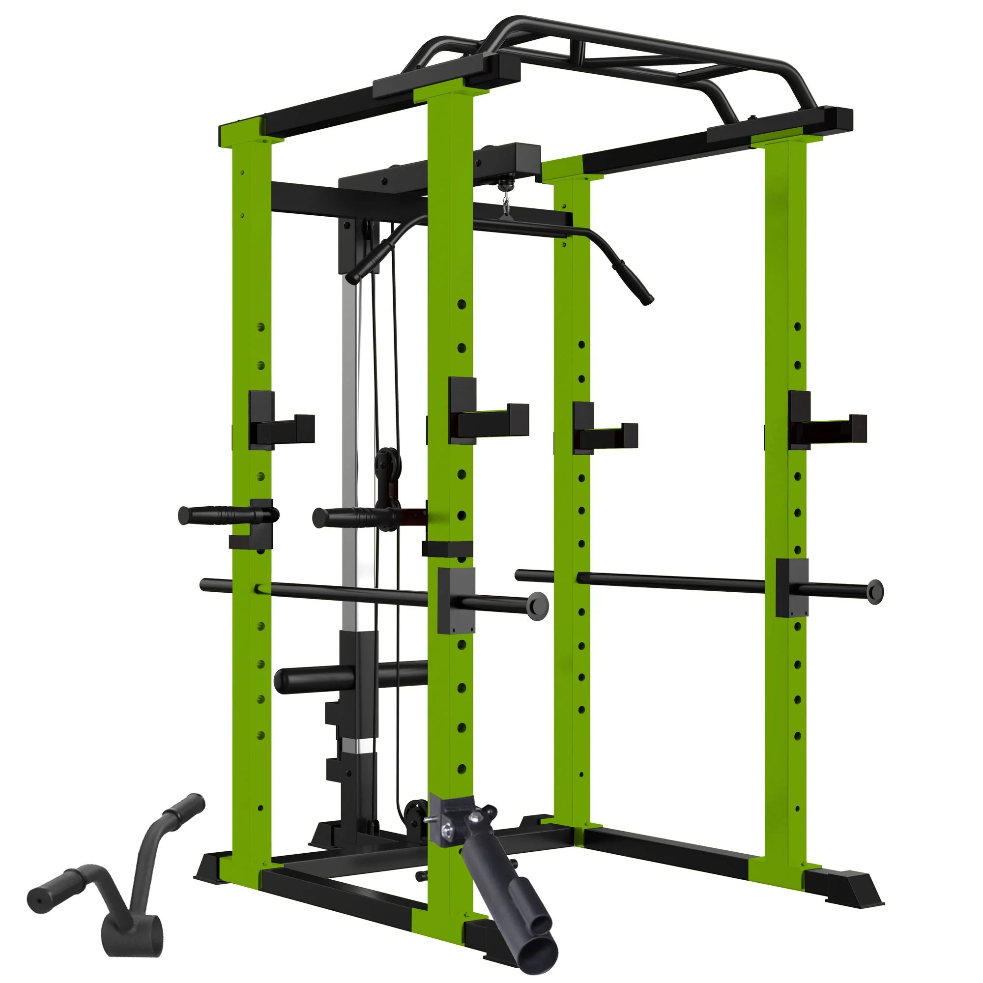 210lb Green Home Gym Set Multi-functional Power Cage, Home Adjustable Pullup power Rack 1000Lbs Capacity Comprehensive Fitness Barbell Rack - Image 3
