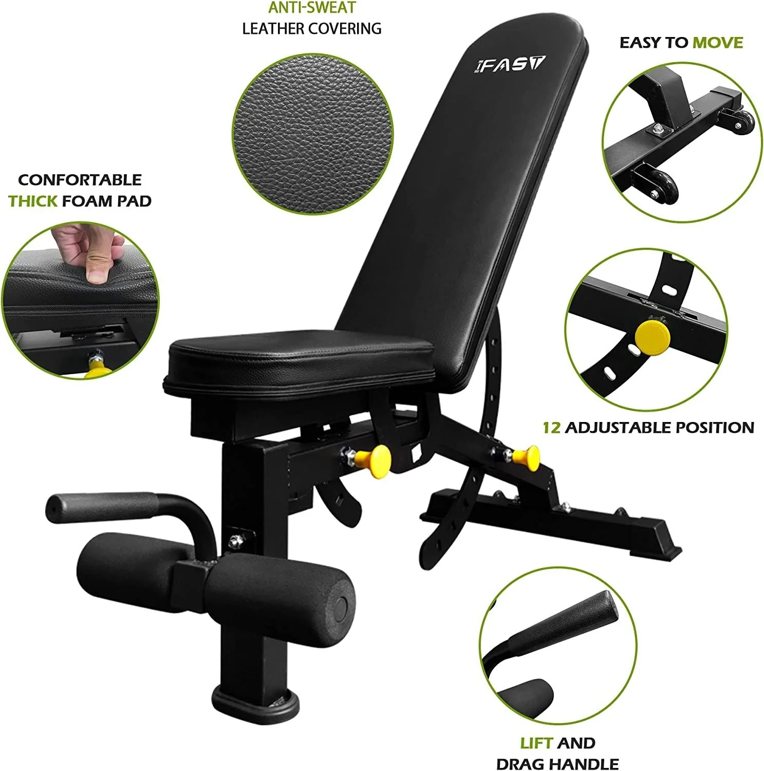 210lb Green Home Gym Set Multi-functional Power Cage, Home Adjustable Pullup power Rack 1000Lbs Capacity Comprehensive Fitness Barbell Rack - Image 7