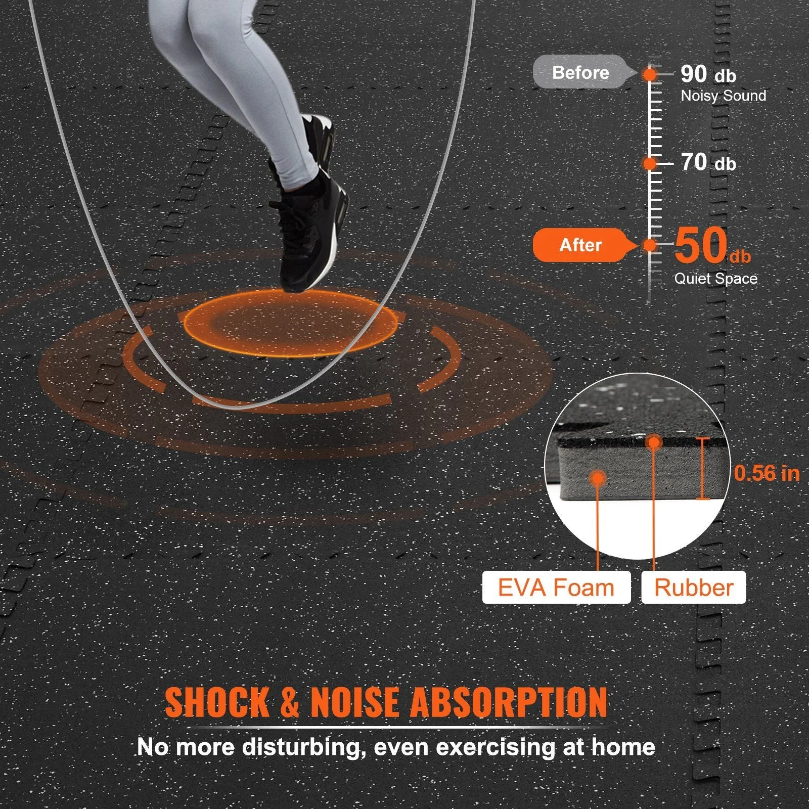 24" by 24" Thick 1/2 inch Gym Floor Mats - Image 3