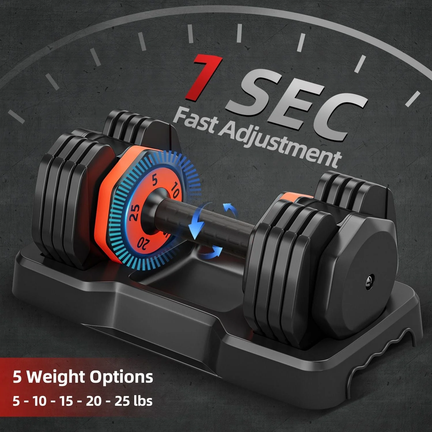 25LB 5-in-1 Single Adjustable Free Dumbbell - Image 6