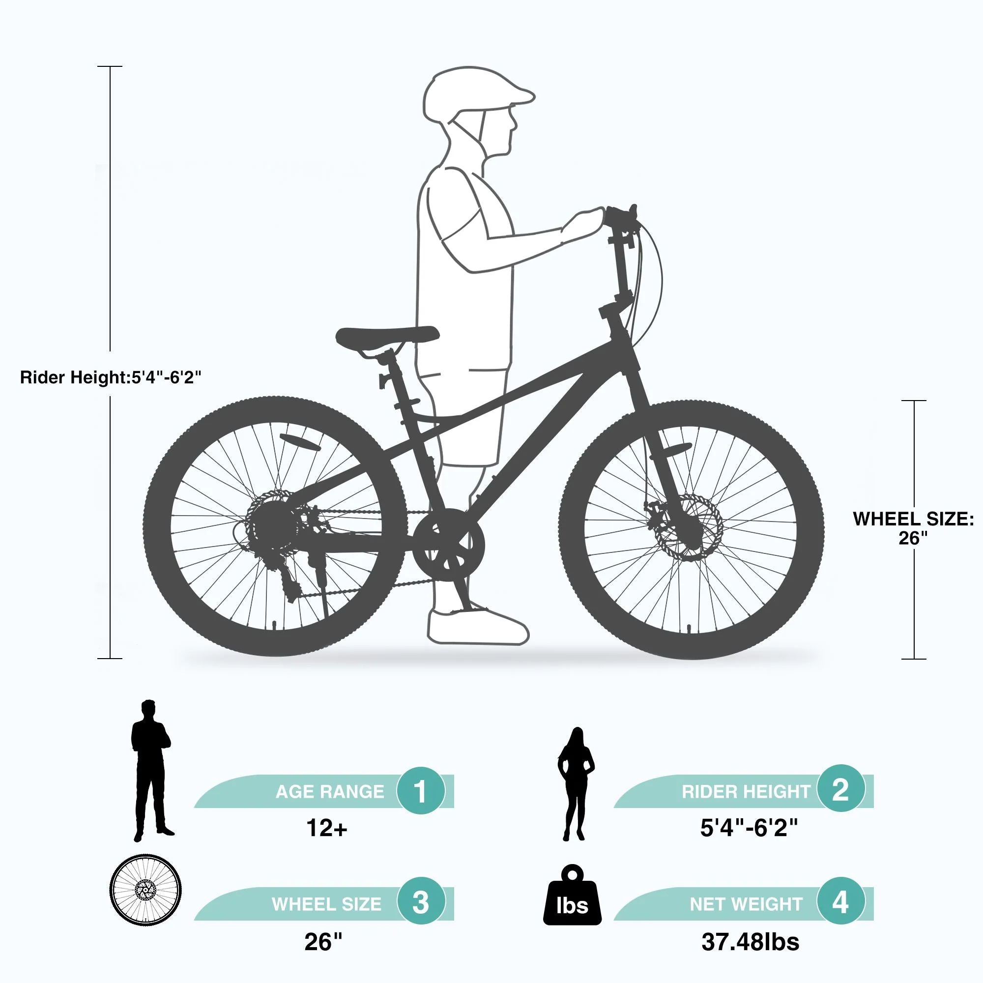 26 Inch Freestyle Kids Bicycle with Double Disc Brakes for Ages 12+ - Perfect for Boys and Girls - Image 6
