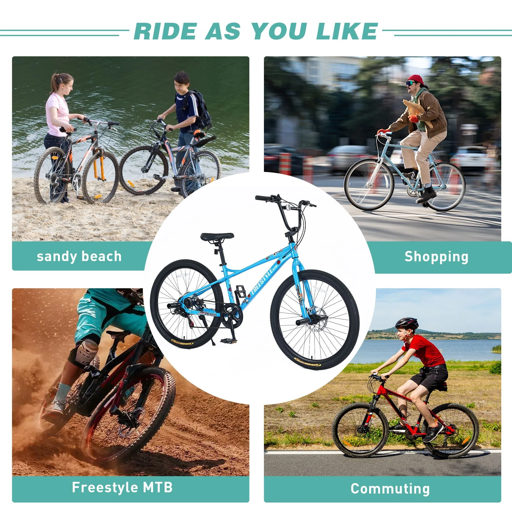 26 Inch Freestyle Kids Bicycle with Double Disc Brakes for Ages 12+ - Perfect for Boys and Girls - Image 7