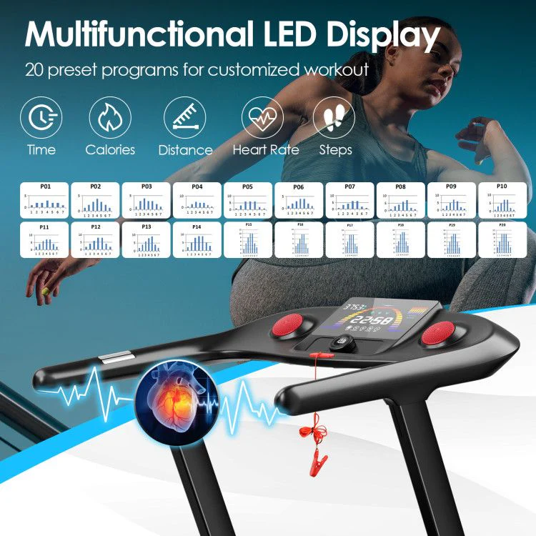 4.75HP Folding peloton Treadmill with Preset Programs Touch Screen Control - Image 10