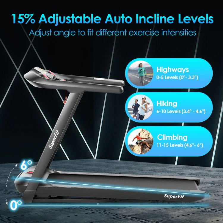 4.75HP Folding peloton Treadmill with Preset Programs Touch Screen Control - Image 11