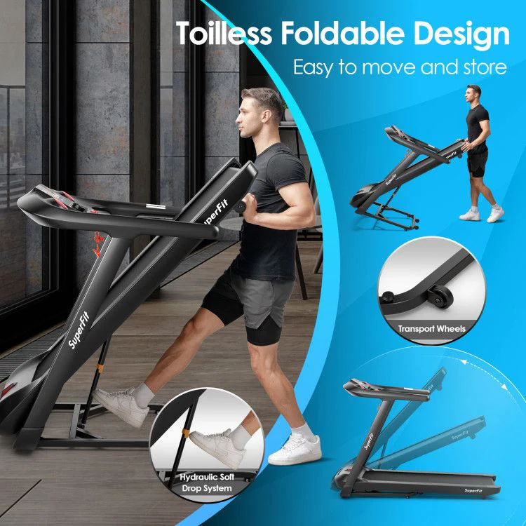 4.75HP Folding peloton Treadmill with Preset Programs Touch Screen Control - Image 12