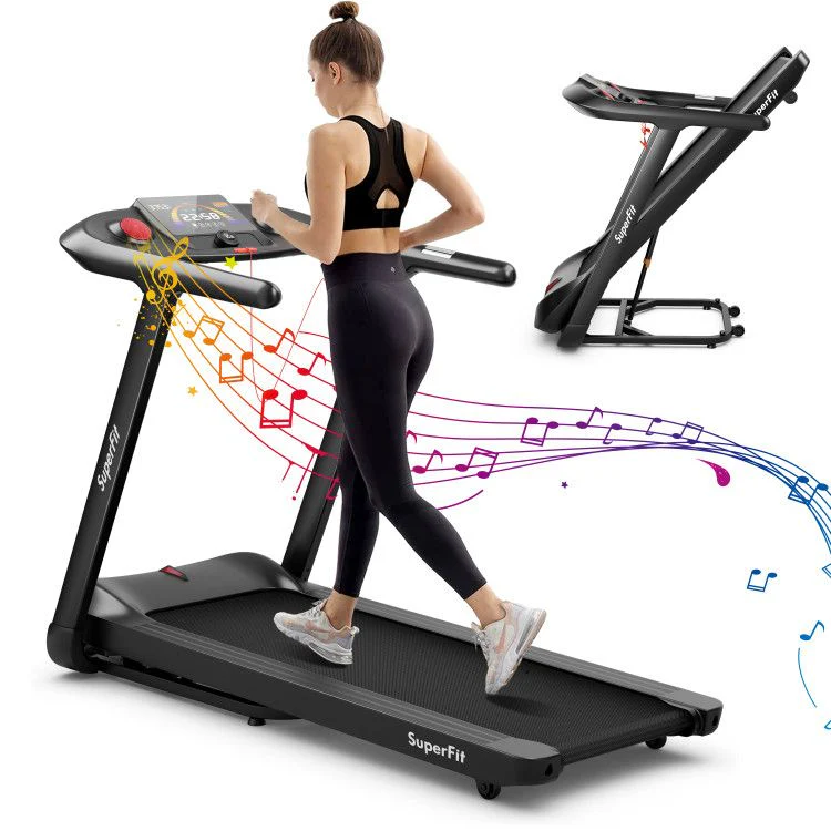 4.75HP Folding peloton Treadmill with Preset Programs Touch Screen Control - Image 4