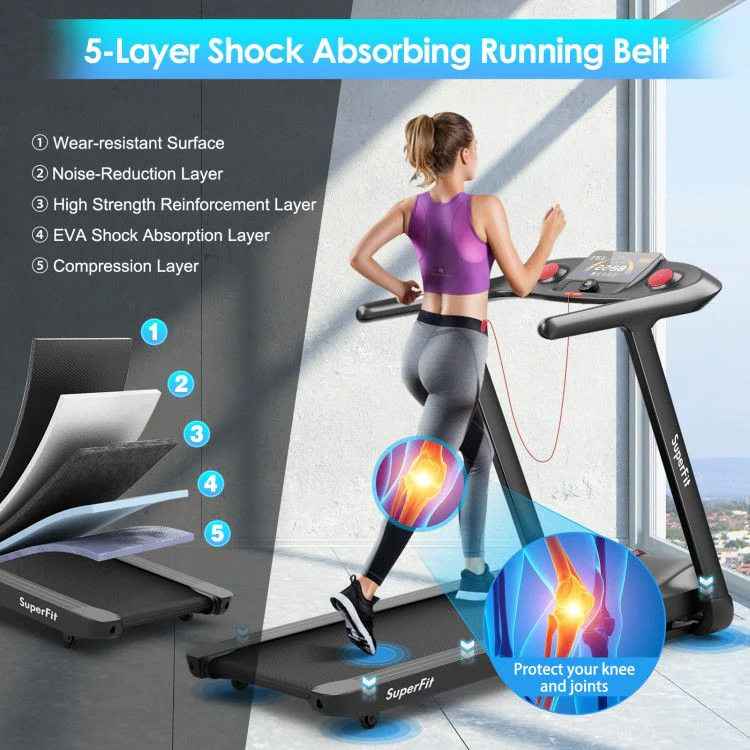 4.75HP Folding peloton Treadmill with Preset Programs Touch Screen Control - Image 7