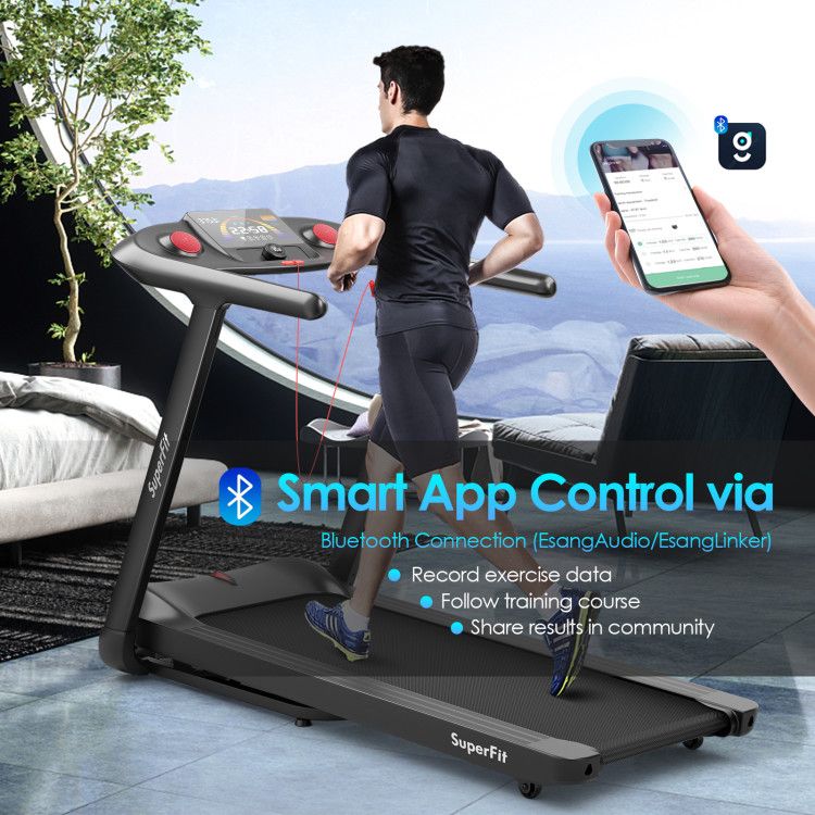 4.75HP Folding peloton Treadmill with Preset Programs Touch Screen Control - Image 9