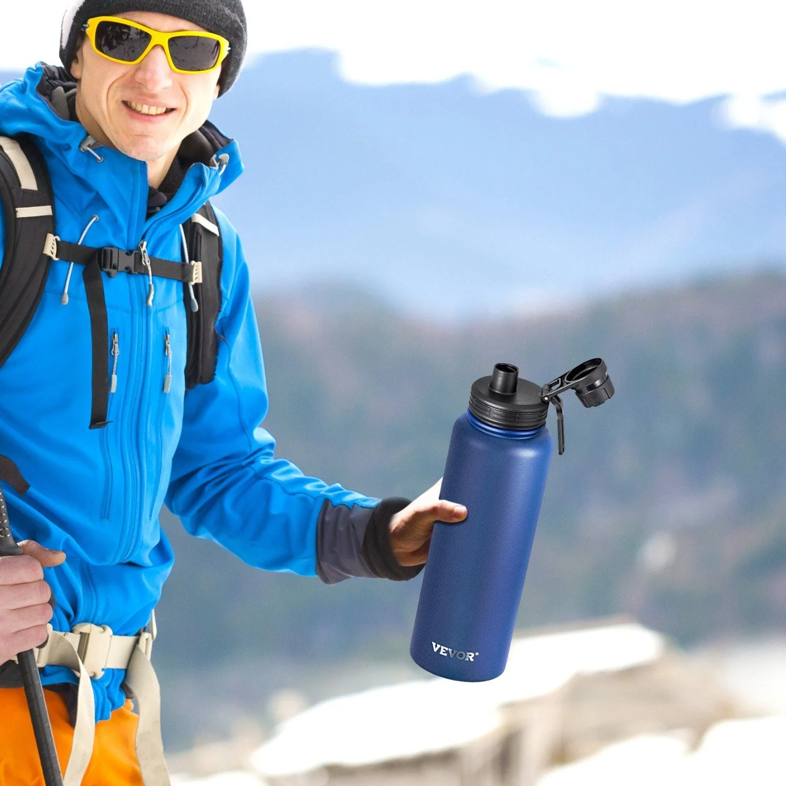 40 oz tumbler Insulated rambler Stainless Steel with Wide Mouth Lid Blue - Image 8