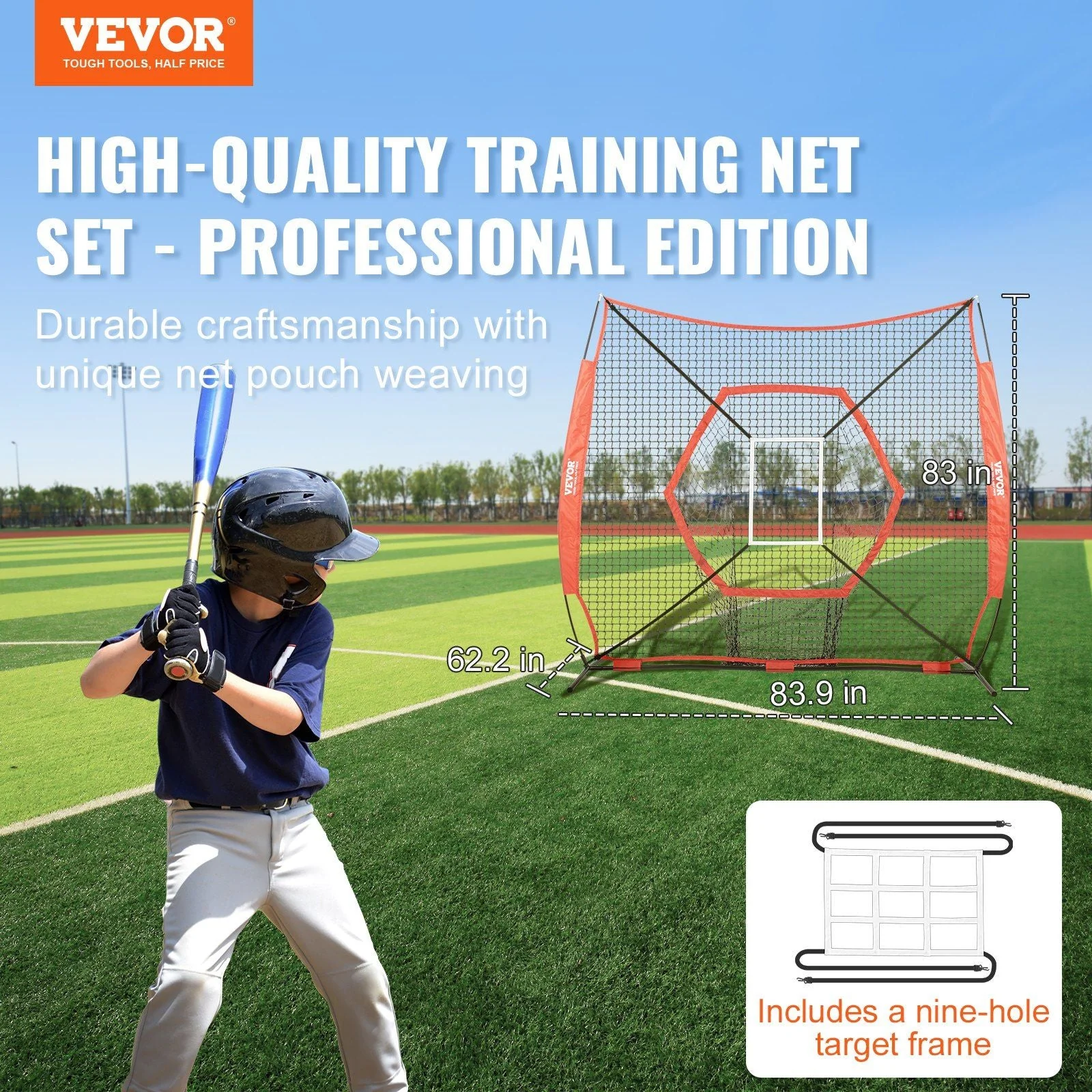 Portable 7 by 7 foot Baseball & Softball Practice Net - Image 2