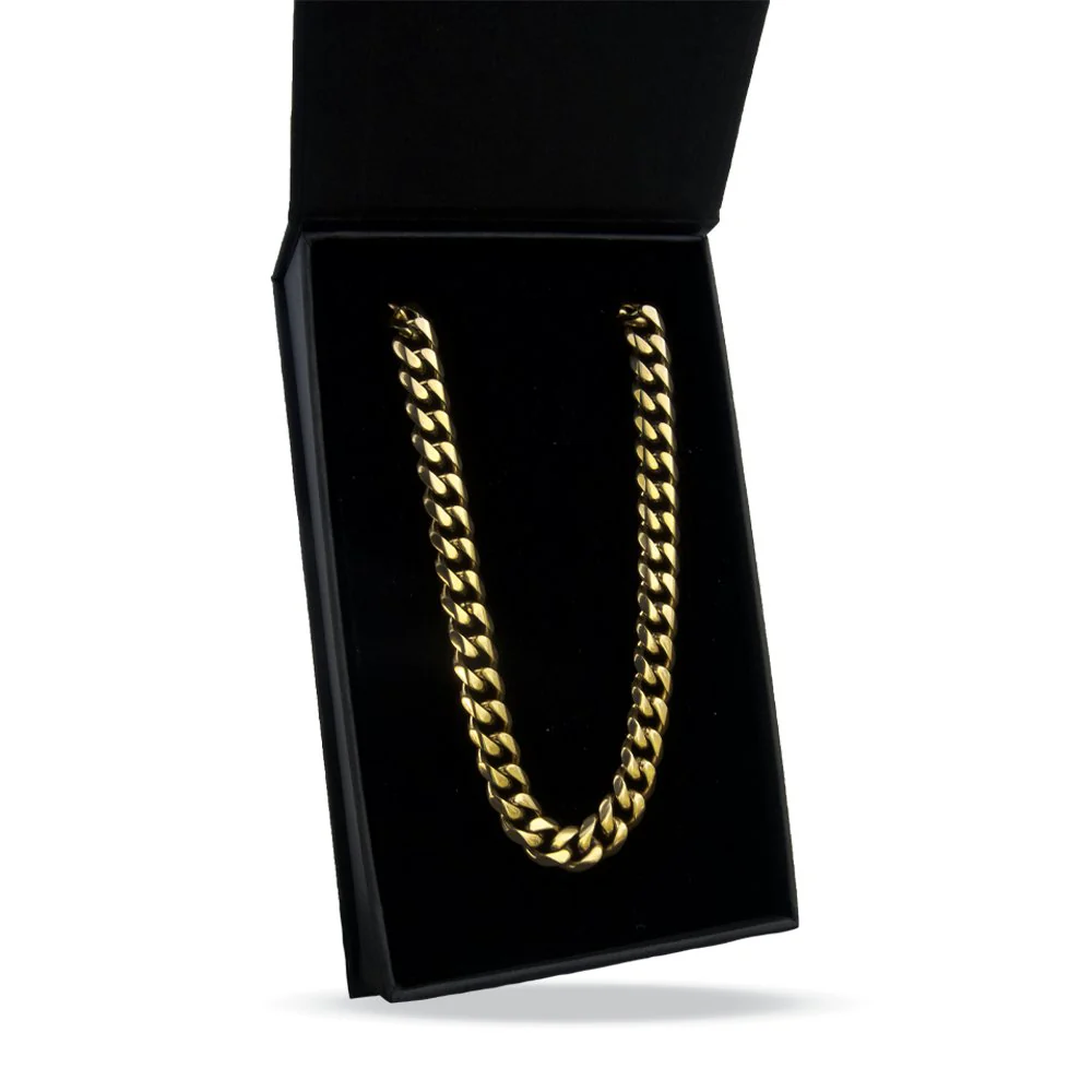 9mm Cuban Link 14K Gold Plated Stainless Steel Chain Necklace - Image 4