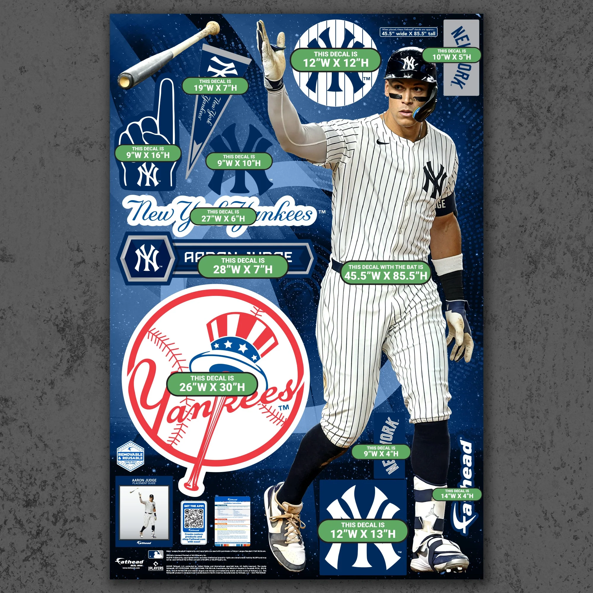 New York Yankees Aaron Judge Reusable Vinyl Wall Decals - Image 3