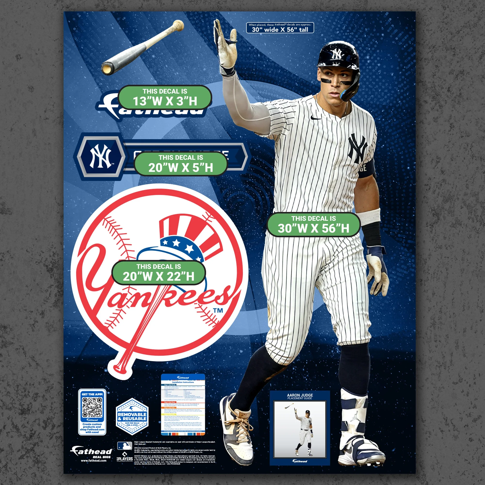 New York Yankees Aaron Judge Reusable Vinyl Wall Decals - Image 6