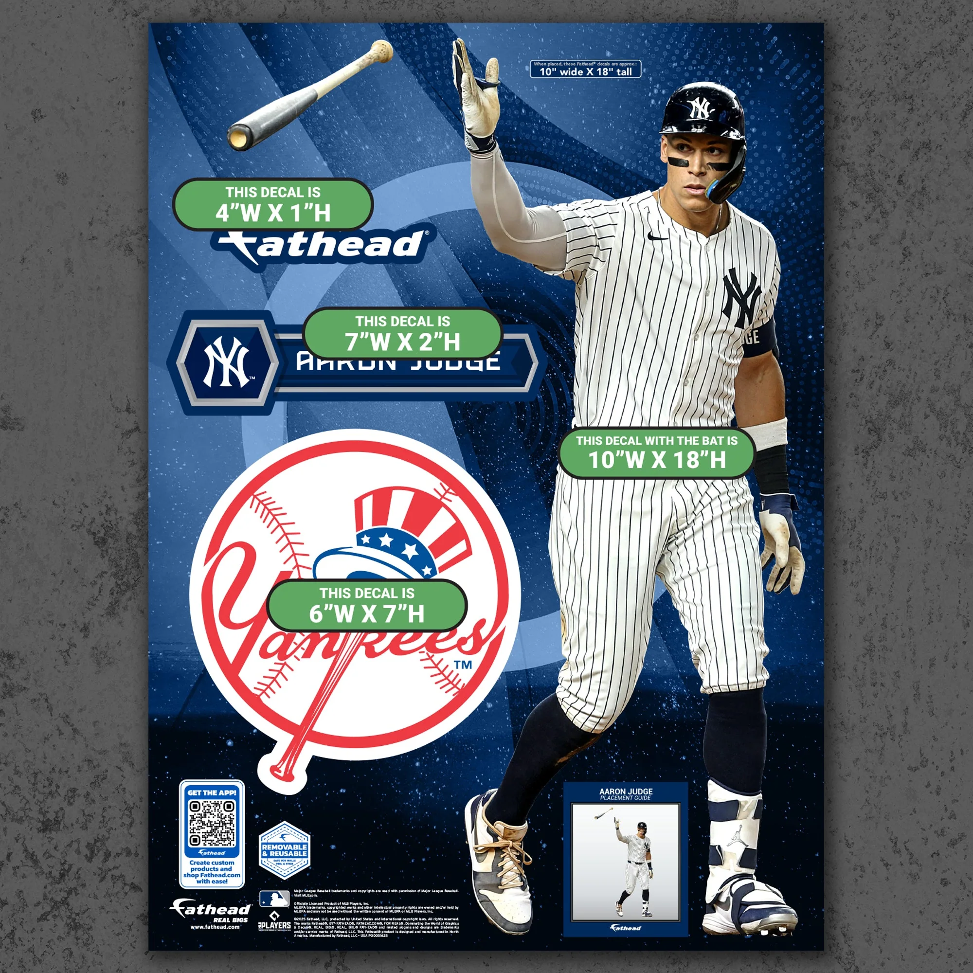 New York Yankees Aaron Judge Reusable Vinyl Wall Decals - Image 8