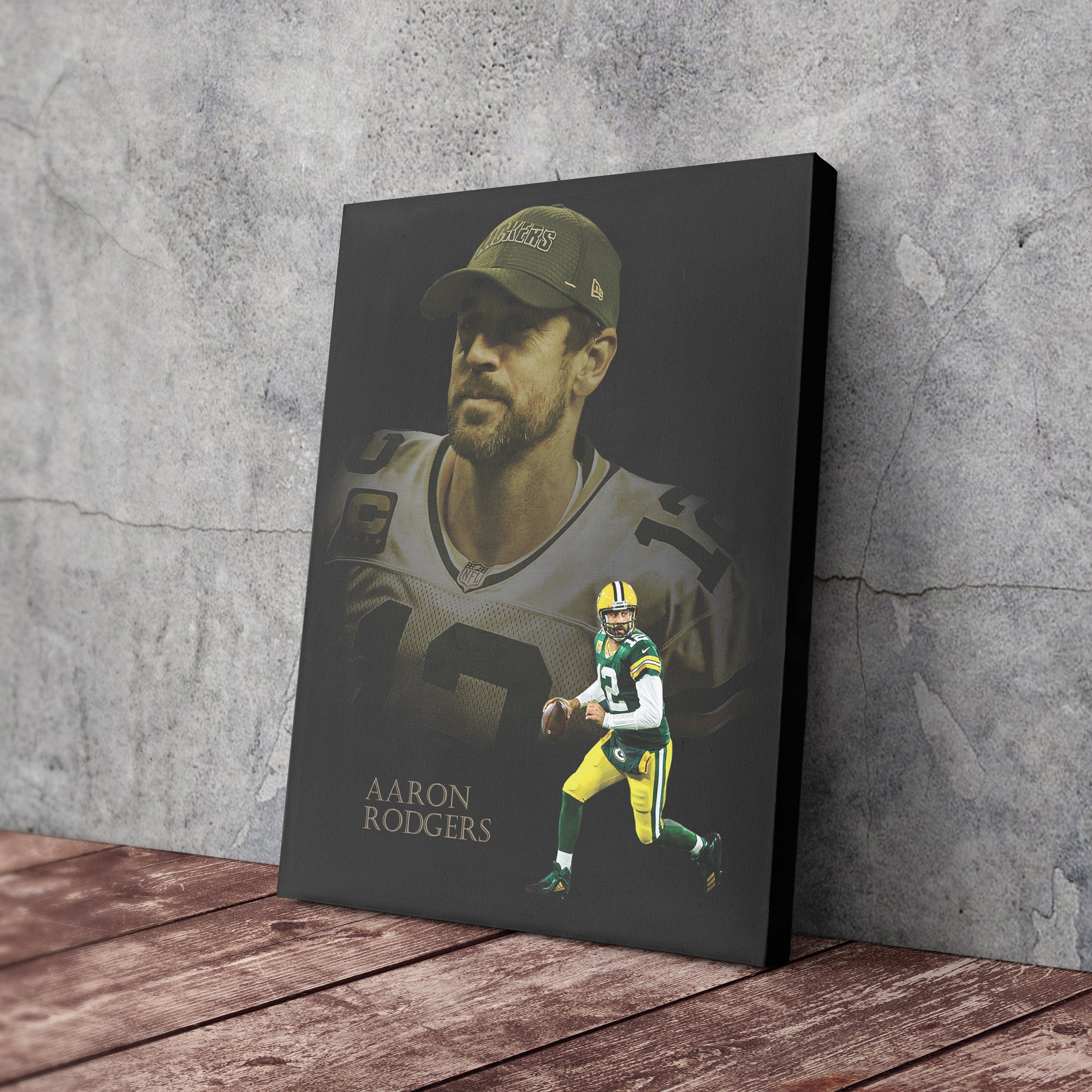 Green Bay Packers Aaron Rodgers Canvas Wall Art - Image 3
