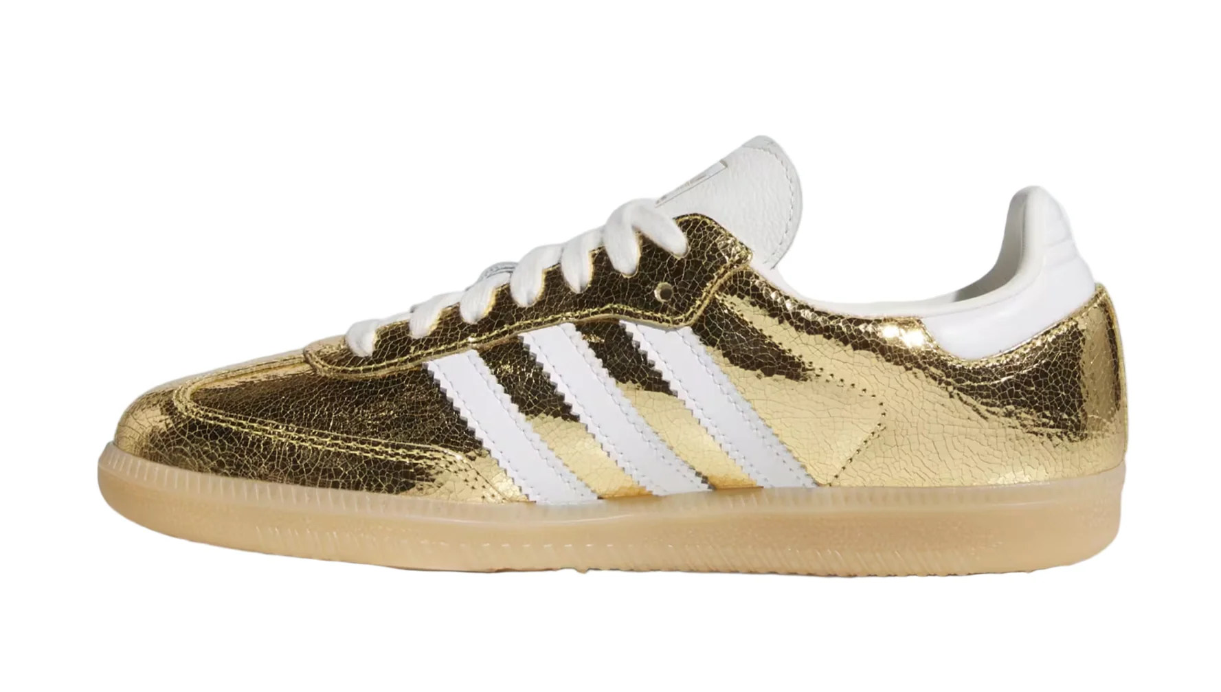 Adidas Samba OG Womens Gold Metallic Cracked Leather - Image 3