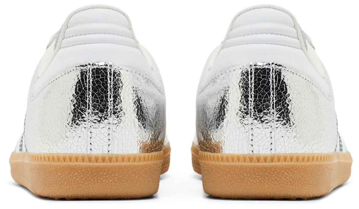 Adidas Samba OG Silver Metallic Cracked Leather (Women's) - Image 3