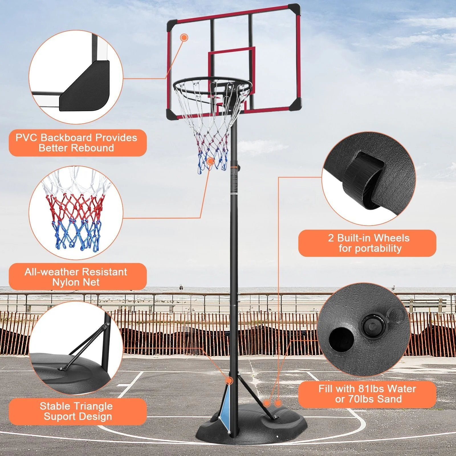Adjustable Basketball Hoop with 32" Backboard - Image 3