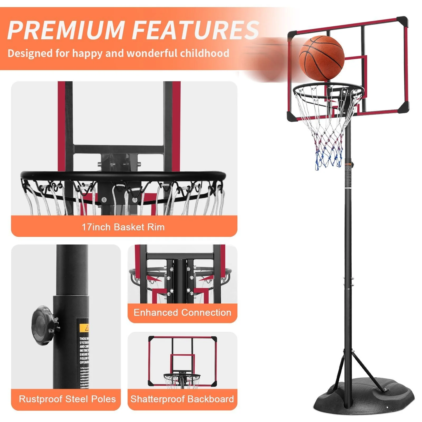 Adjustable Basketball Hoop with 32" Backboard - Image 4