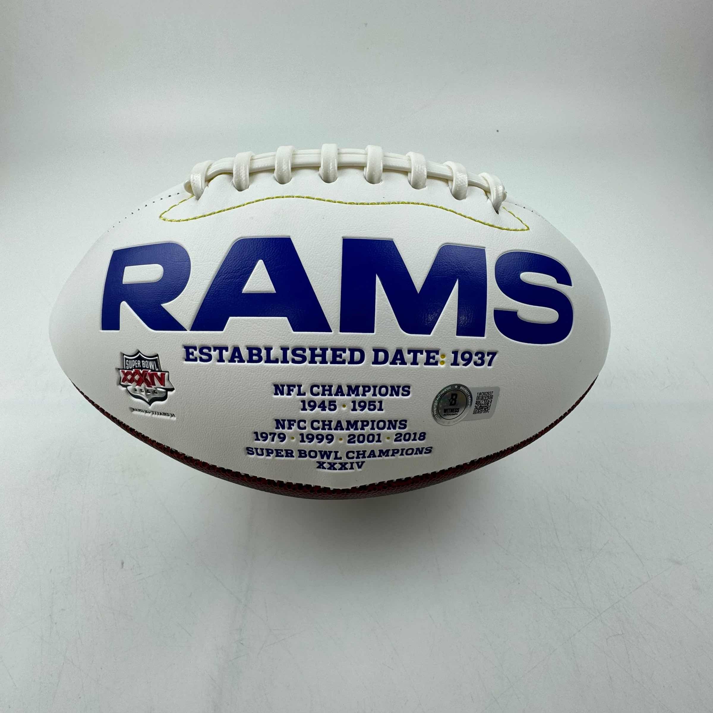 Autographed Los Angeles Rams Aaron Donald White Panel Logo Football - Image 3
