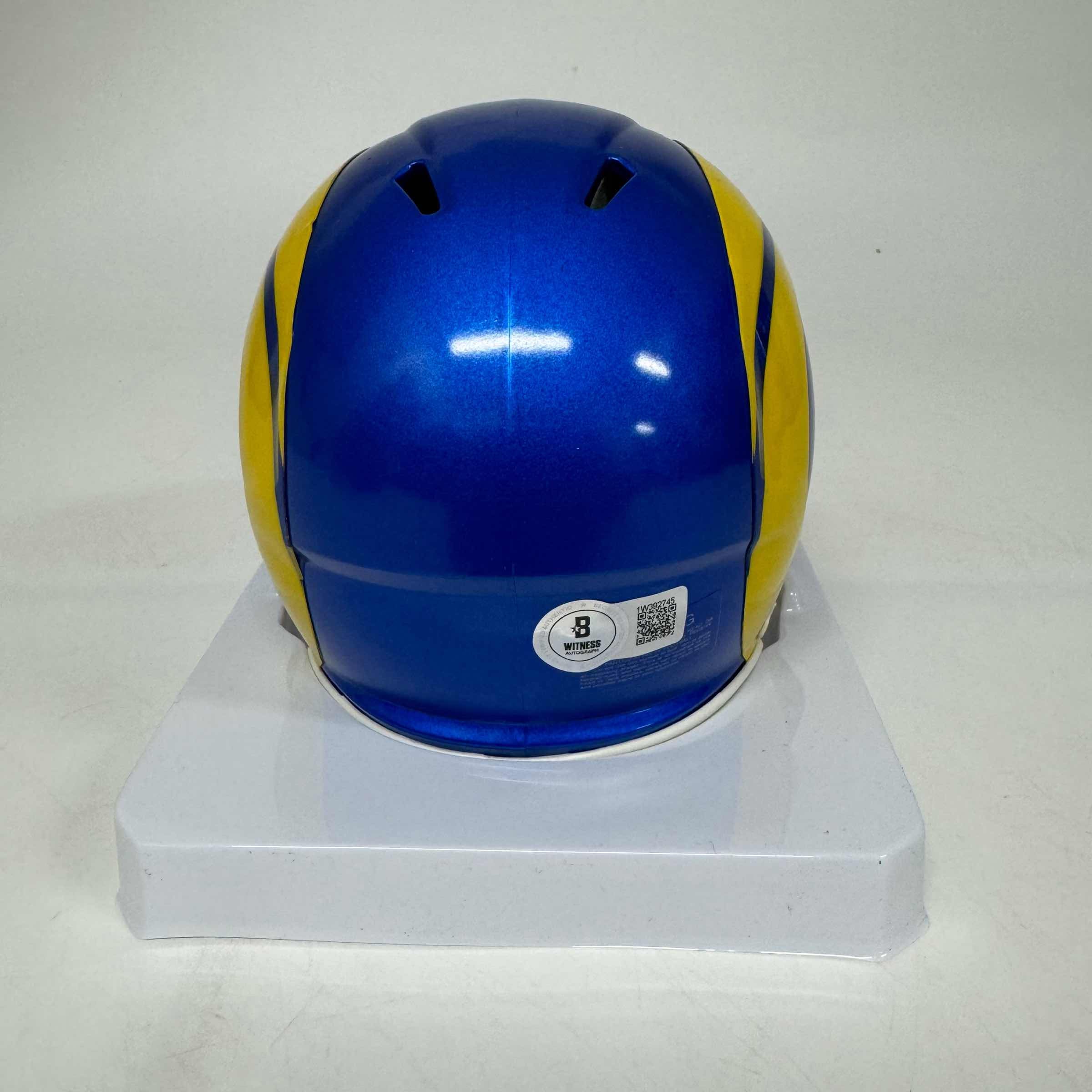 Autographed Los Angeles Rams Aaron Donald Mini Football Helmet - Image 3