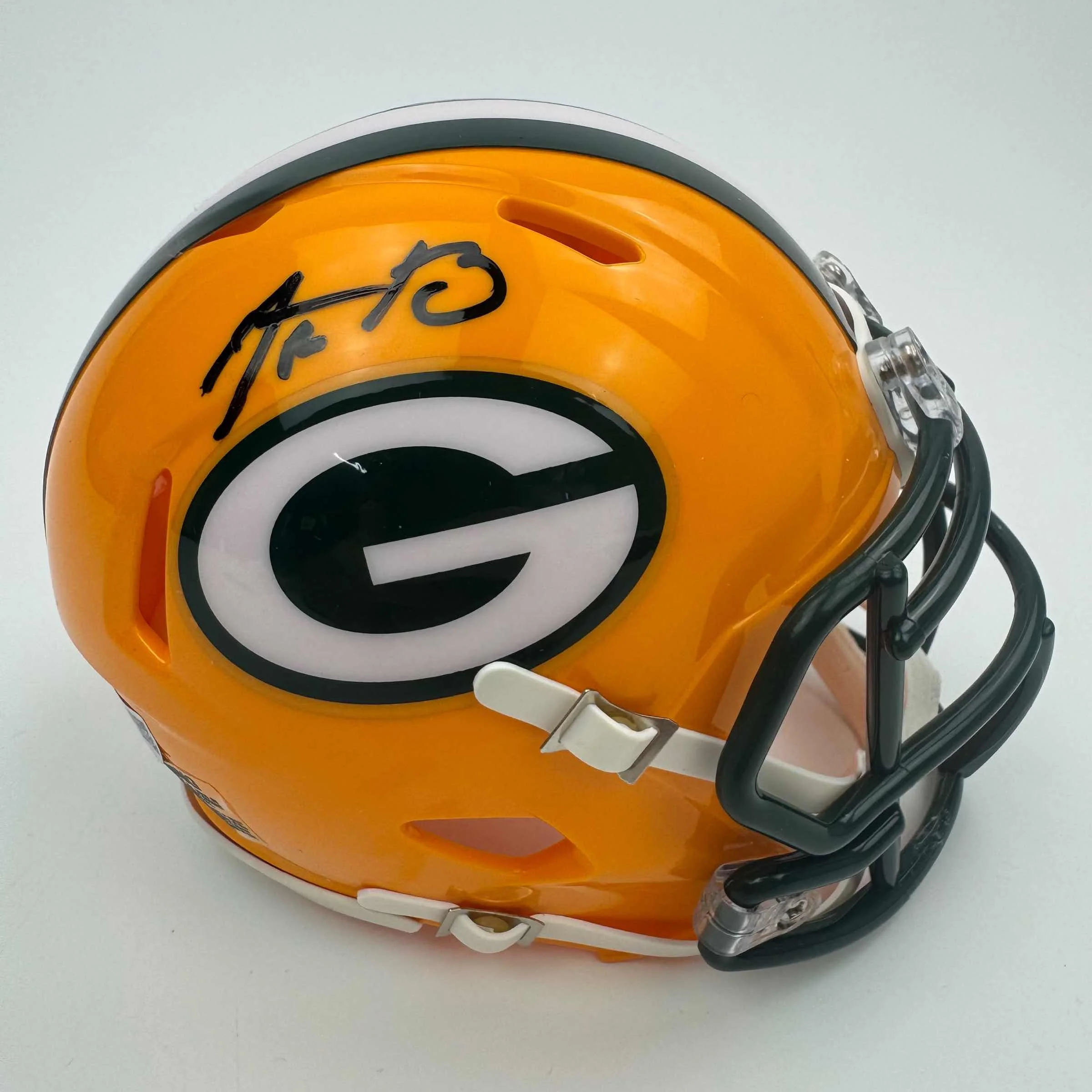 Autographed Green Bay Packers Aaron Rodgers Football Speed Mini Helmet - Image 3