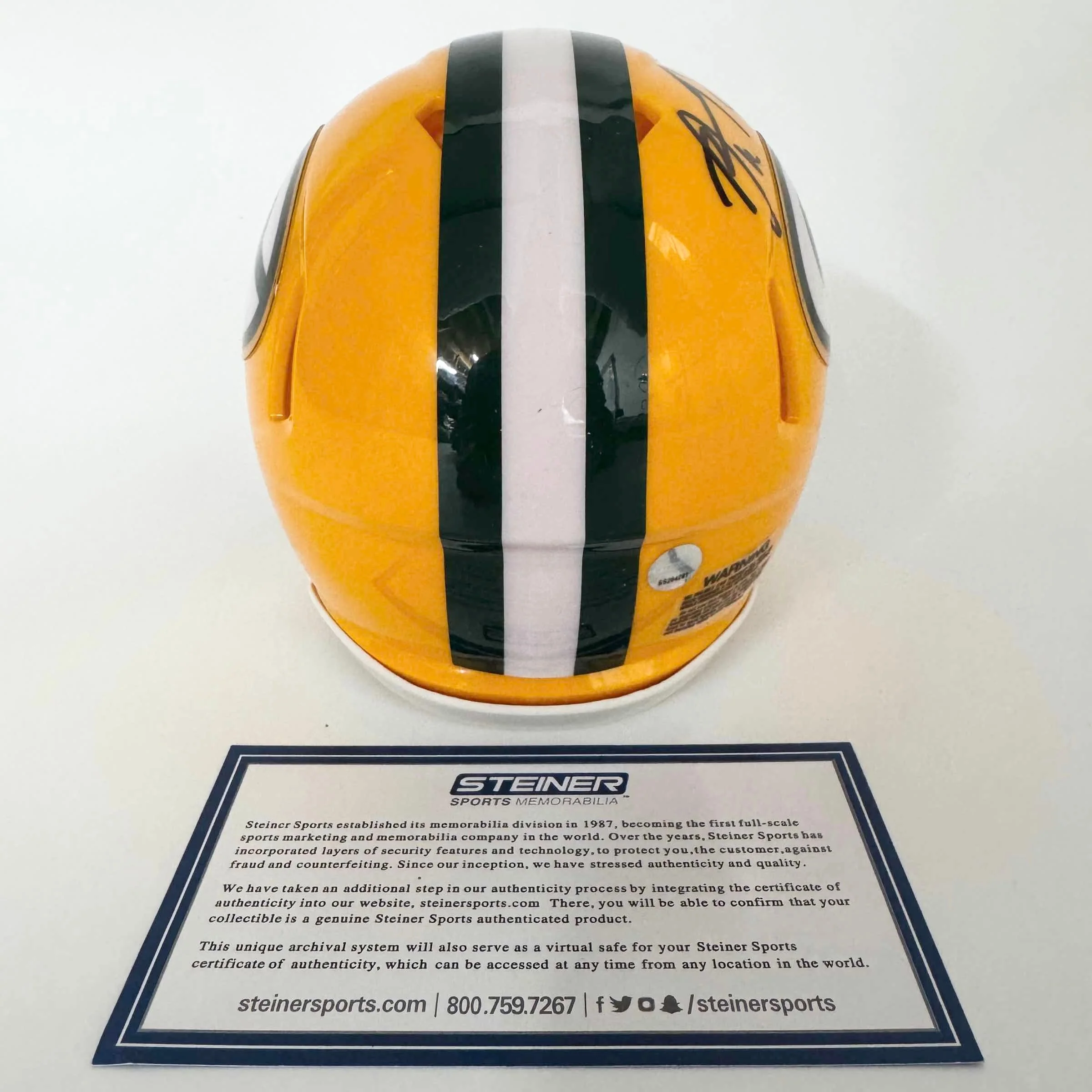 Autographed Green Bay Packers Aaron Rodgers Football Speed Mini Helmet - Image 4