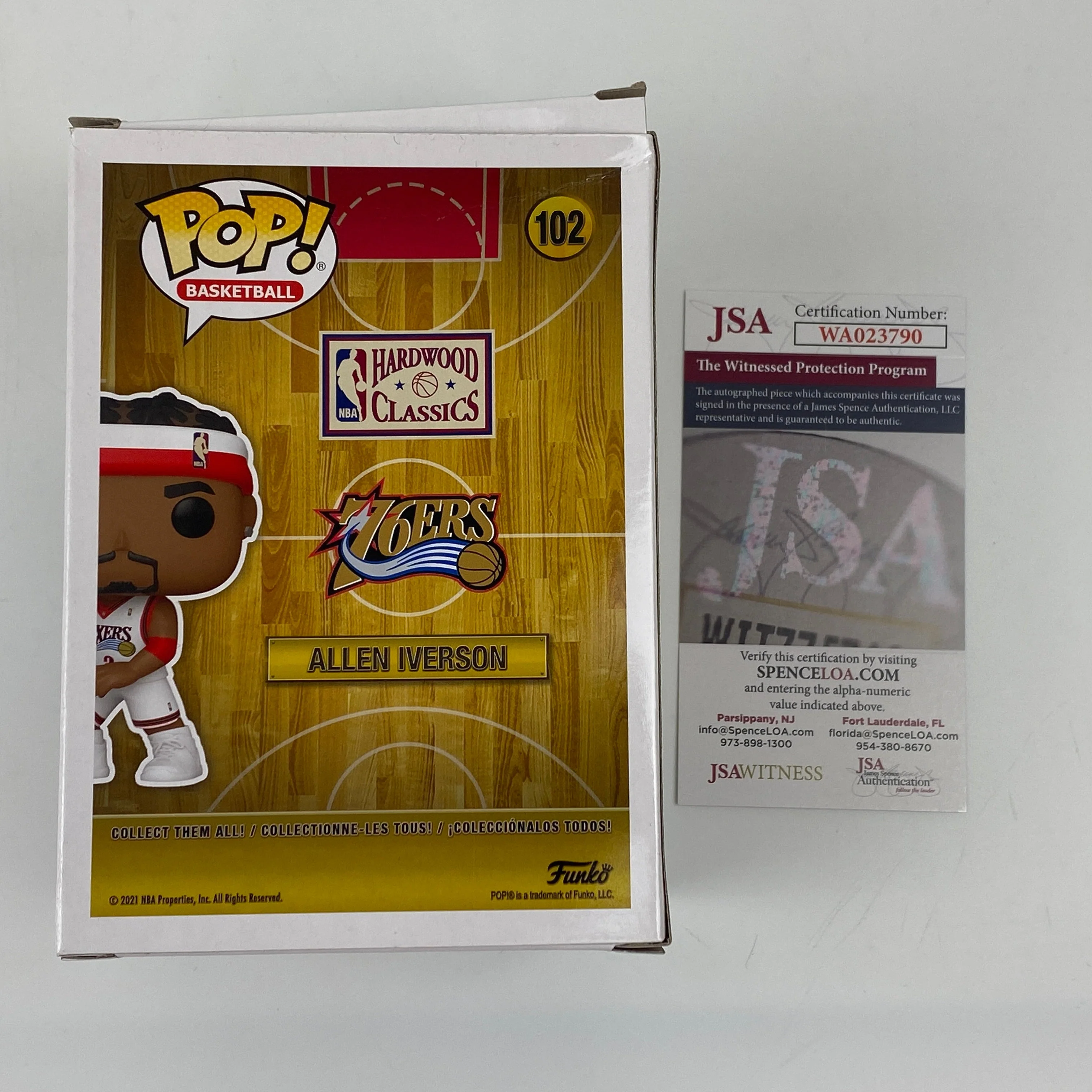 Autographed/Signed Allen Iverson Philadelphia 76ers Sixers Basketball Funko Pop #102 Figurine JSA COA - Image 3