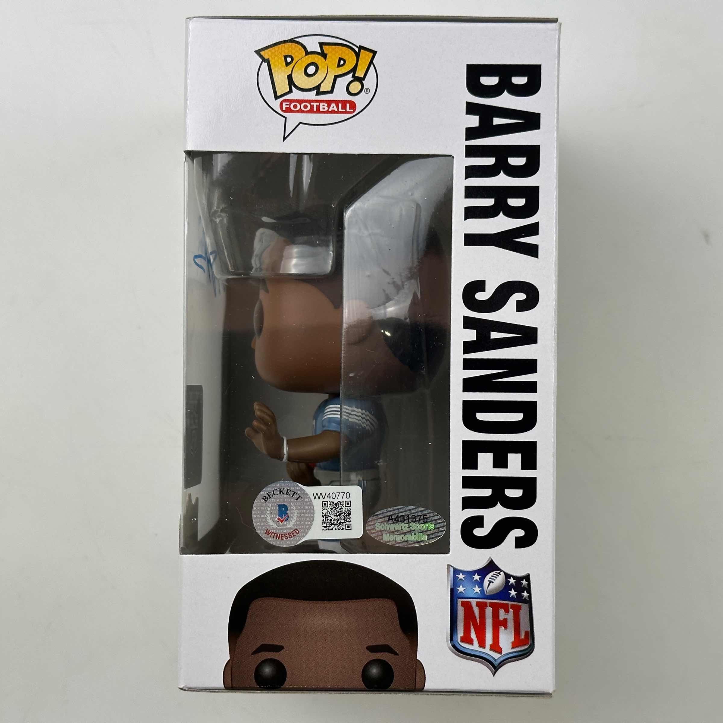 Autographed/Signed Barry Sanders Detroit Lions Funko Pop #81 Football Figurine Toy Beckett BAS COA - Image 2