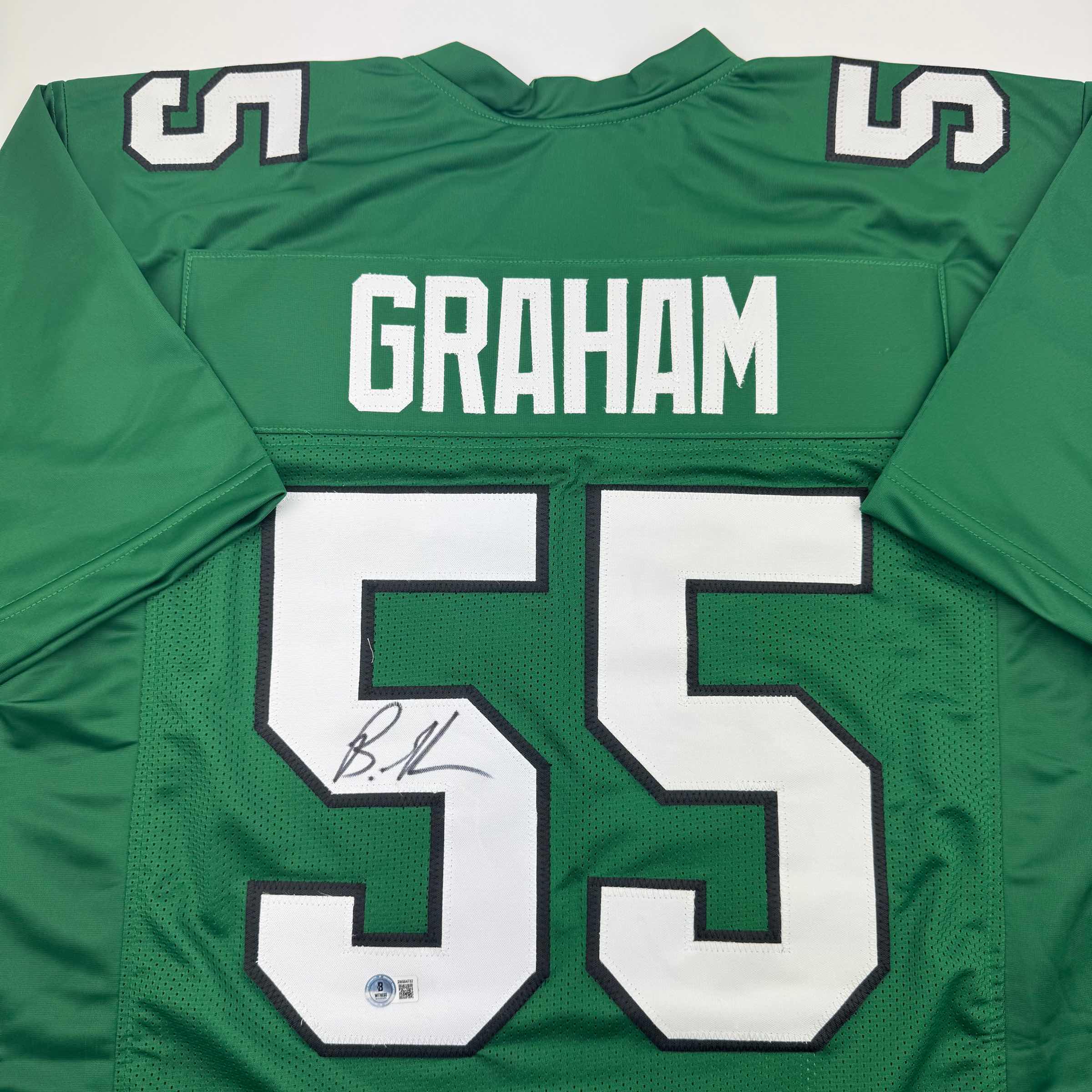 Autographed Brandon Graham Philadelphia Kelly Green Football Jersey - Image 2