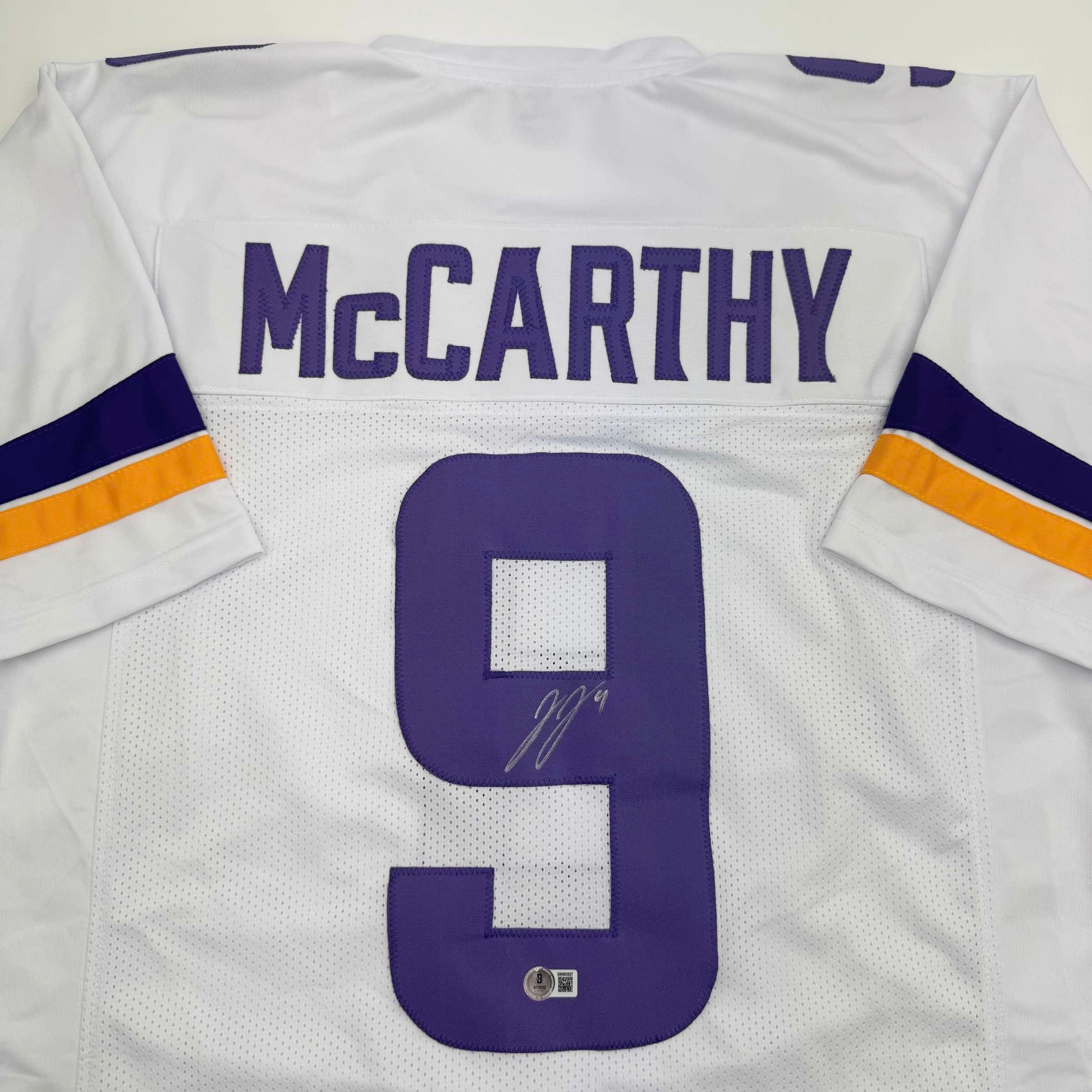 Autographed J.J. McCarthy White Football Jersey - Image 2