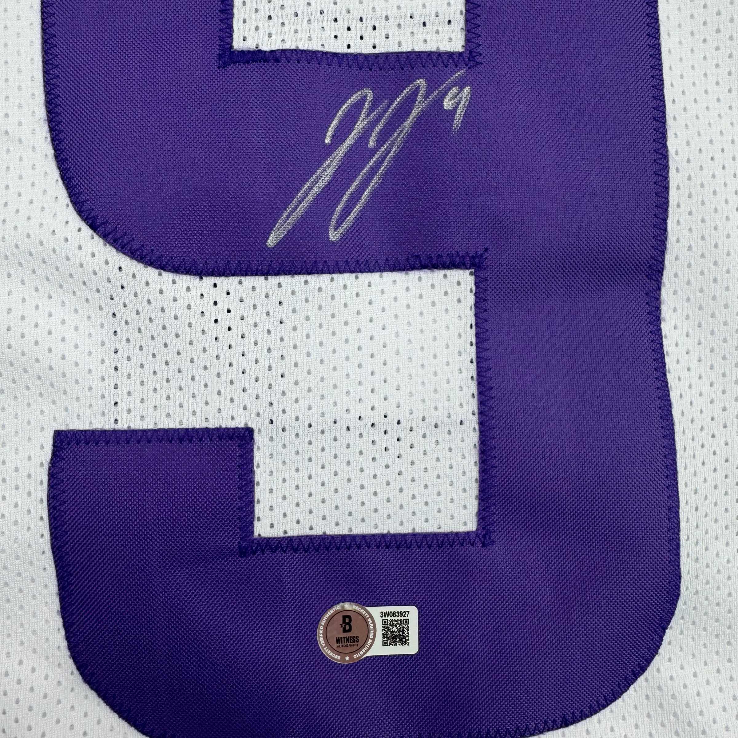 Autographed J.J. McCarthy White Football Jersey - Image 3