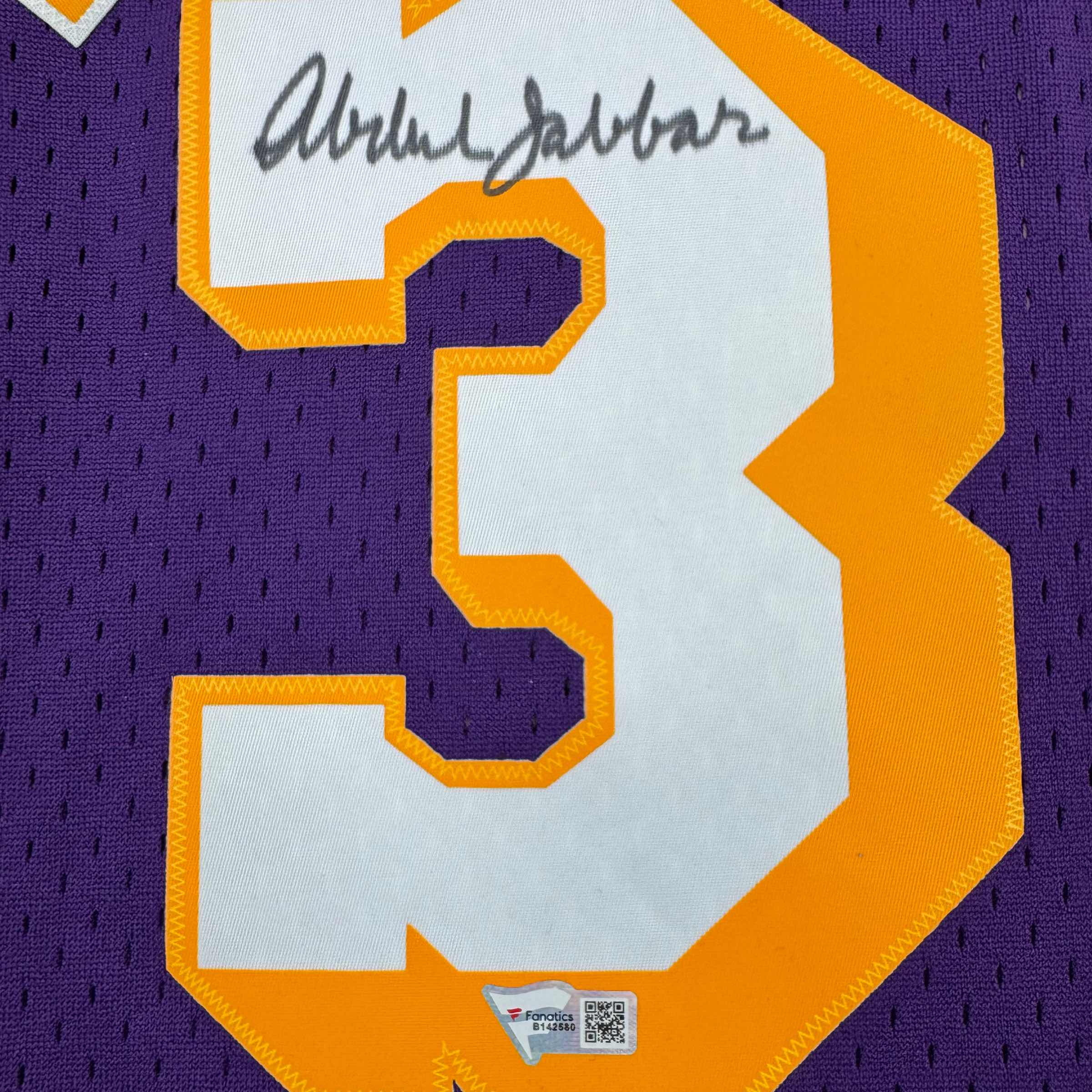 Autographed/Signed Kareem Abdul-Jabbar Los Angeles Lakers Mitchell & Ness Purple Basketball Jersey Fanatics COA - Image 3