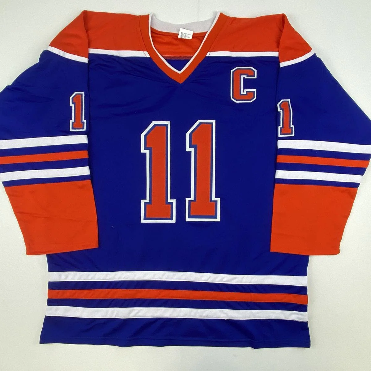 Autographed Mark Messier Edmonton Blue Hockey Jersey - Image 4