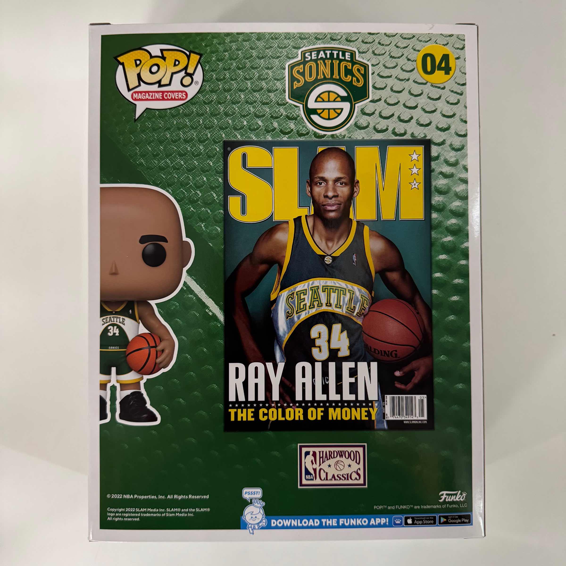 Autographed/Signed Ray Allen Seattle Supersonics Basketball SLAM Magazine Cover Funko Pop #04 Figurine JSA COA - Image 3