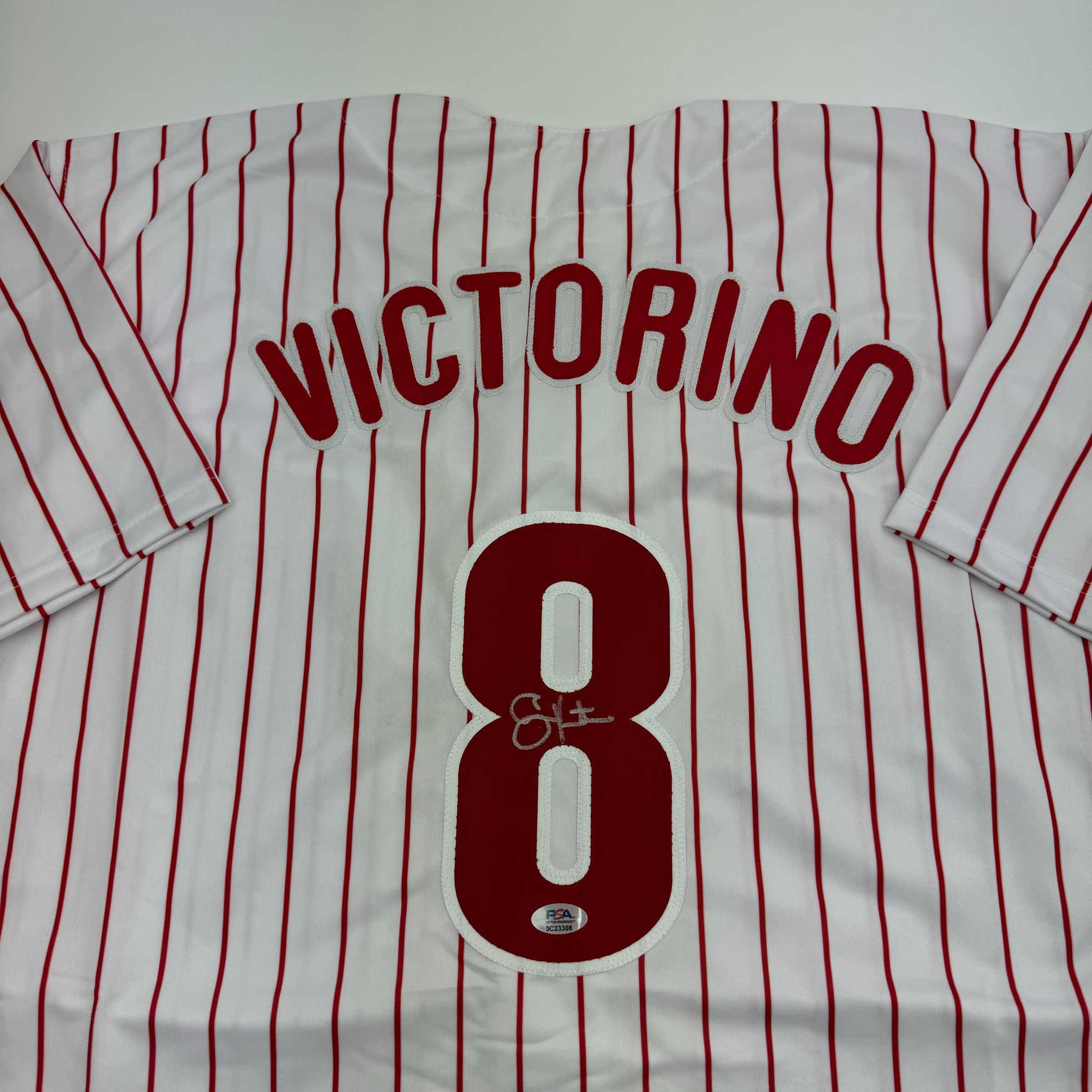 Autographed Shane Victorino Philadelphia Pinstripe Baseball Jersey - Image 2