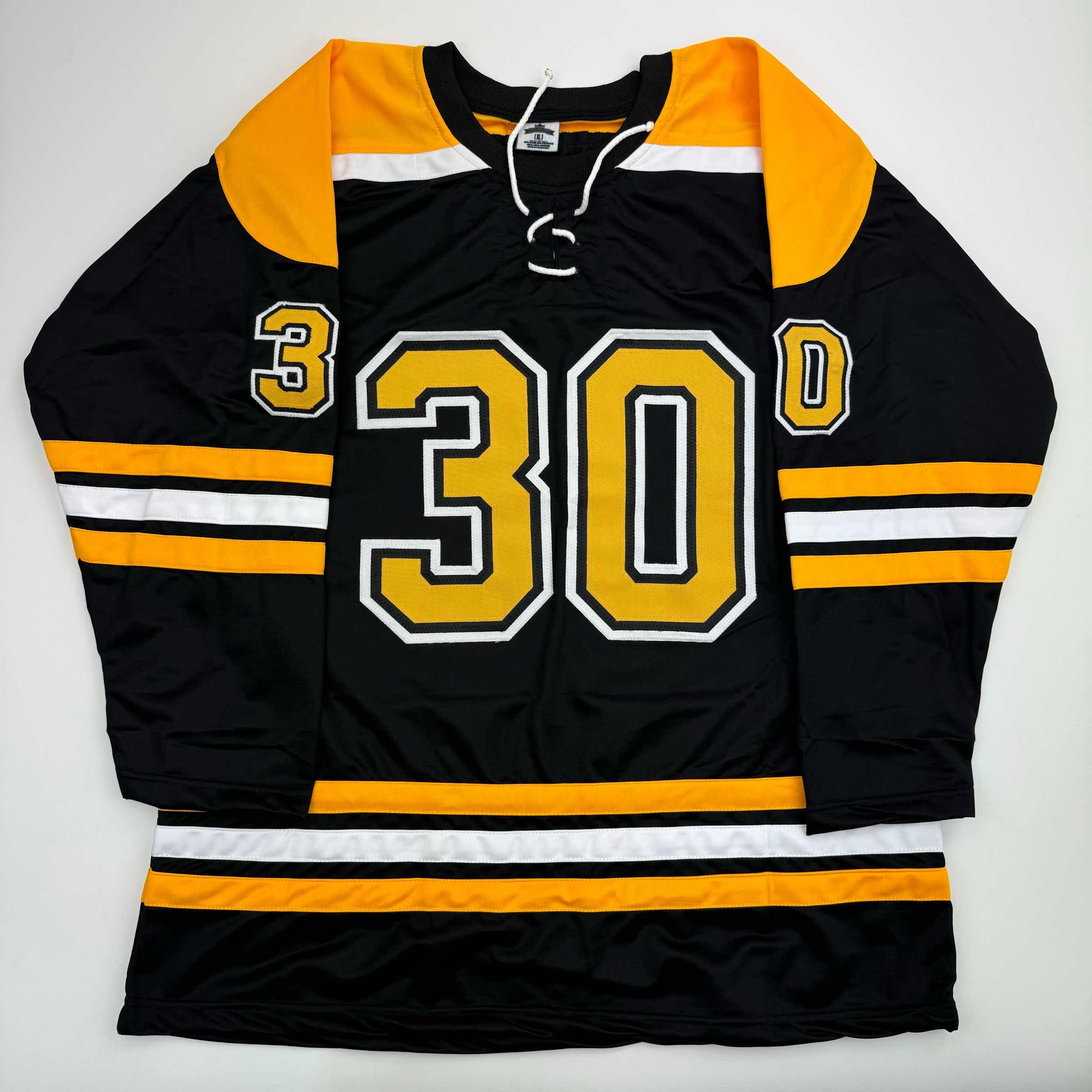 Autographed/Signed Tim Thomas Boston Black Hockey Jersey JSA COA - Image 4