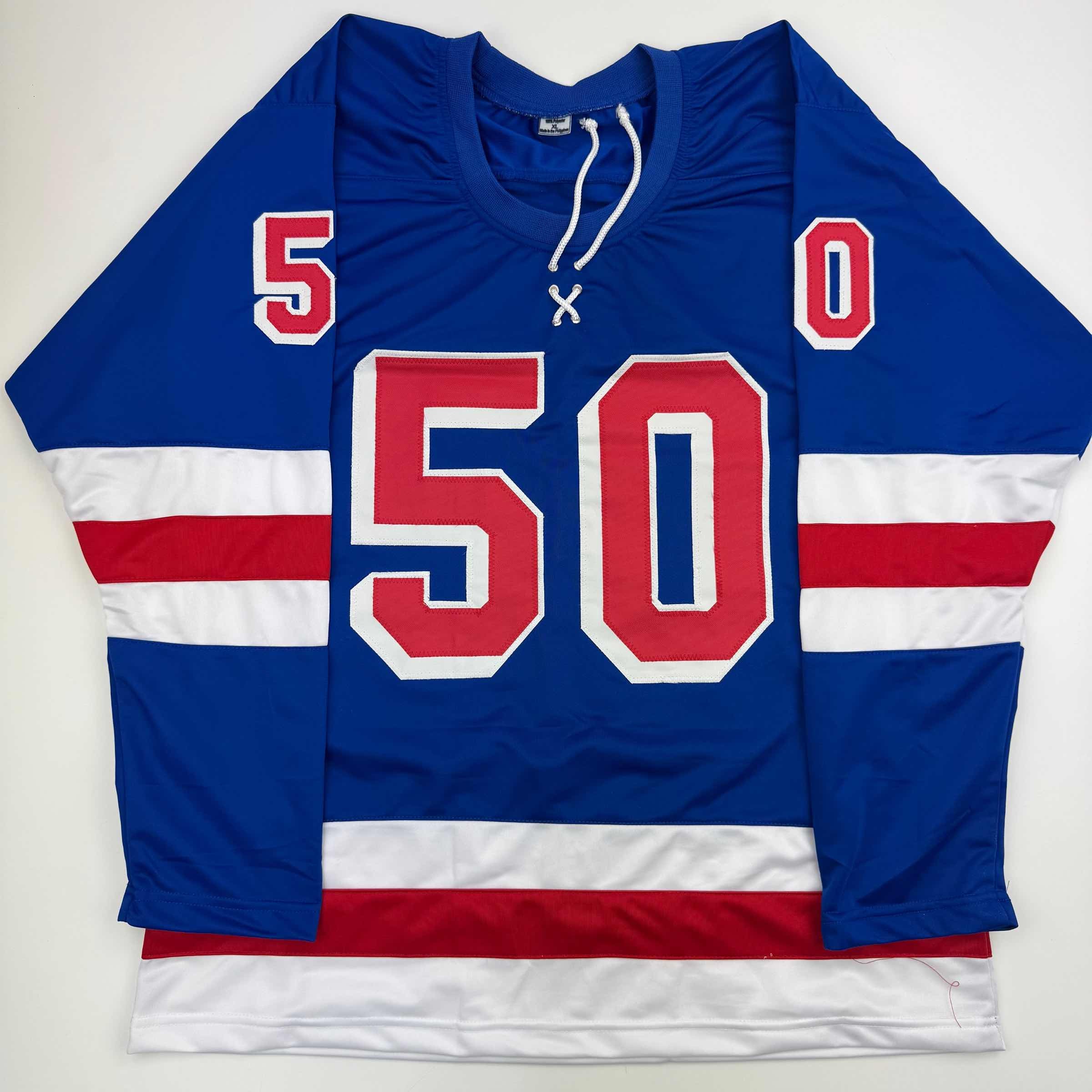 Autographed/Signed Will Cuylle New York Blue Hockey Jersey JSA COA - Image 4