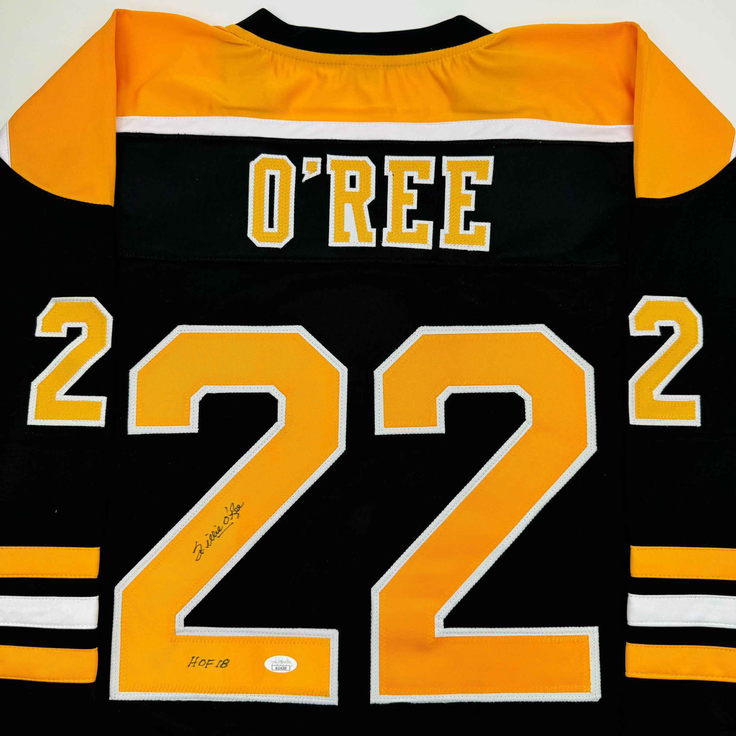 Autographed/Signed Willie O'Ree "HOF 2018" Boston Black Hockey Jersey JSA COA - Image 2