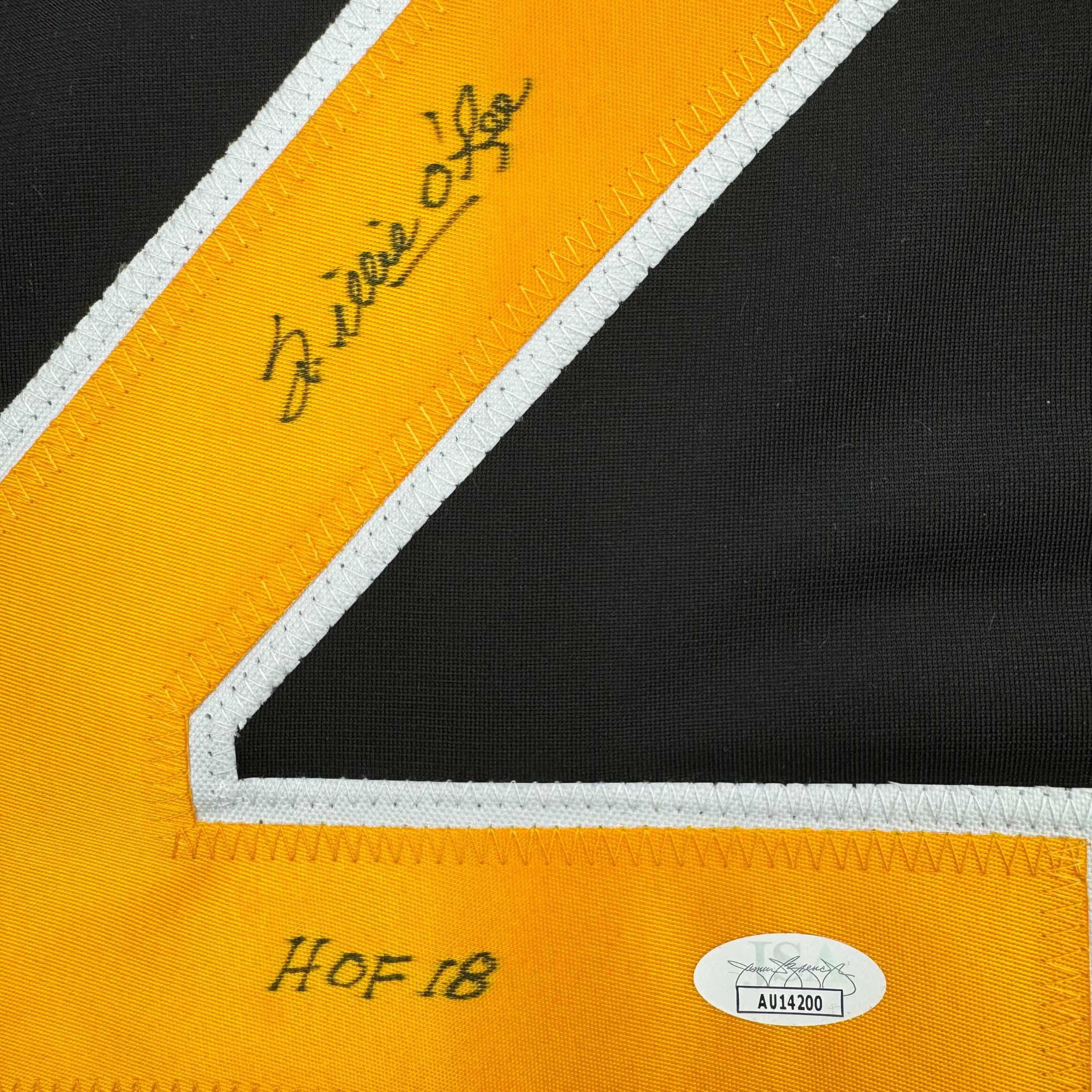 Autographed/Signed Willie O'Ree "HOF 2018" Boston Black Hockey Jersey JSA COA - Image 3