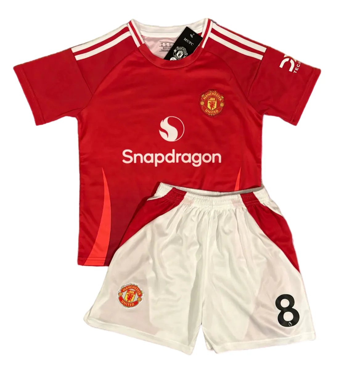 B Fernandes 8 Kids Toddler & Youth Man Soccer Jersey Kit - Image 2